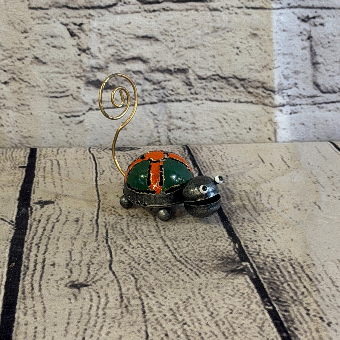 7cm x 7cm Colourful Grey Tortoise Turtle Metal Tin Standing Ornament Statue2