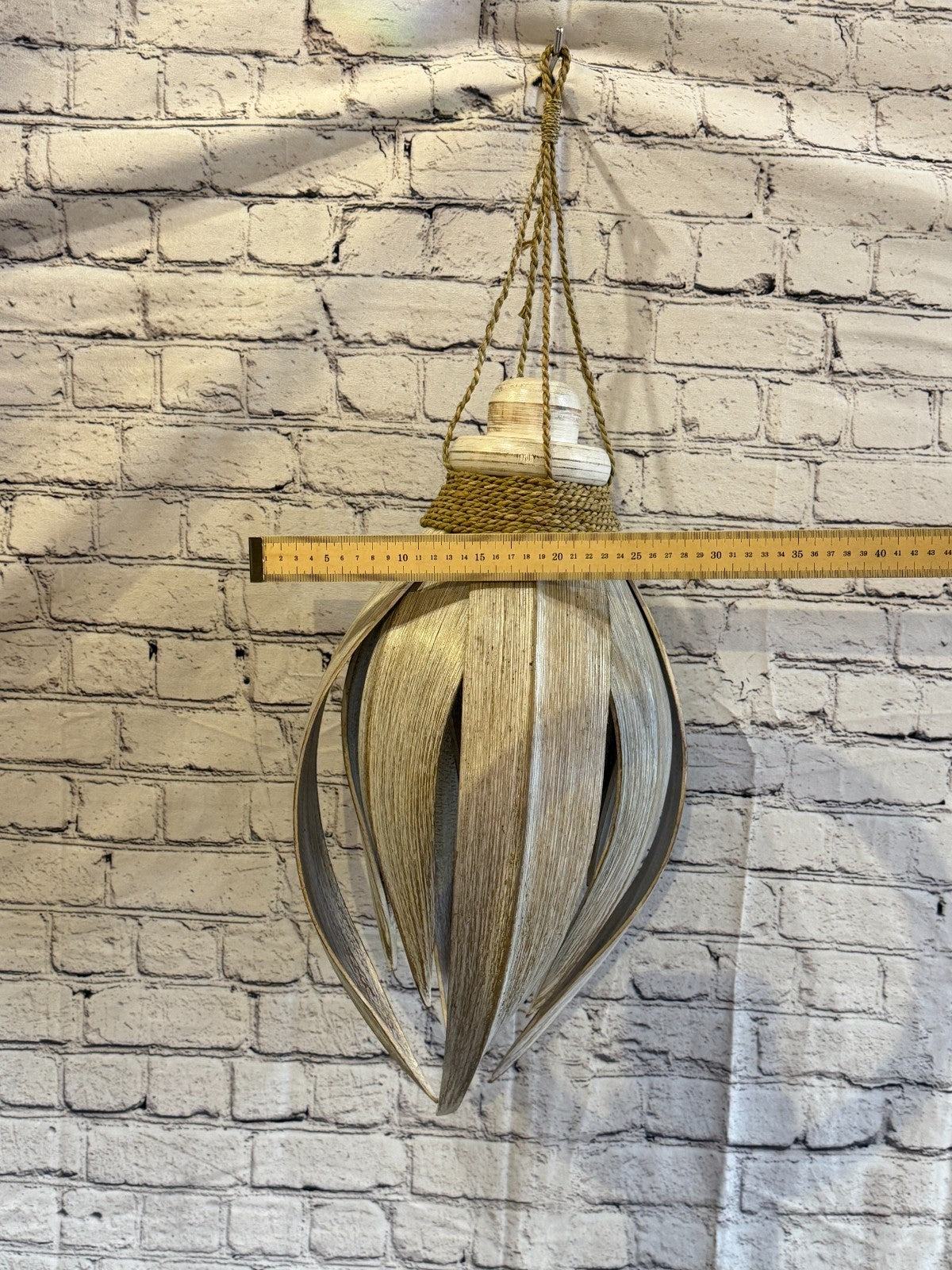 50cm x 25cm White Leaf Rattan Ceiling Pendant Light Shade Lampshade LED Bulb3