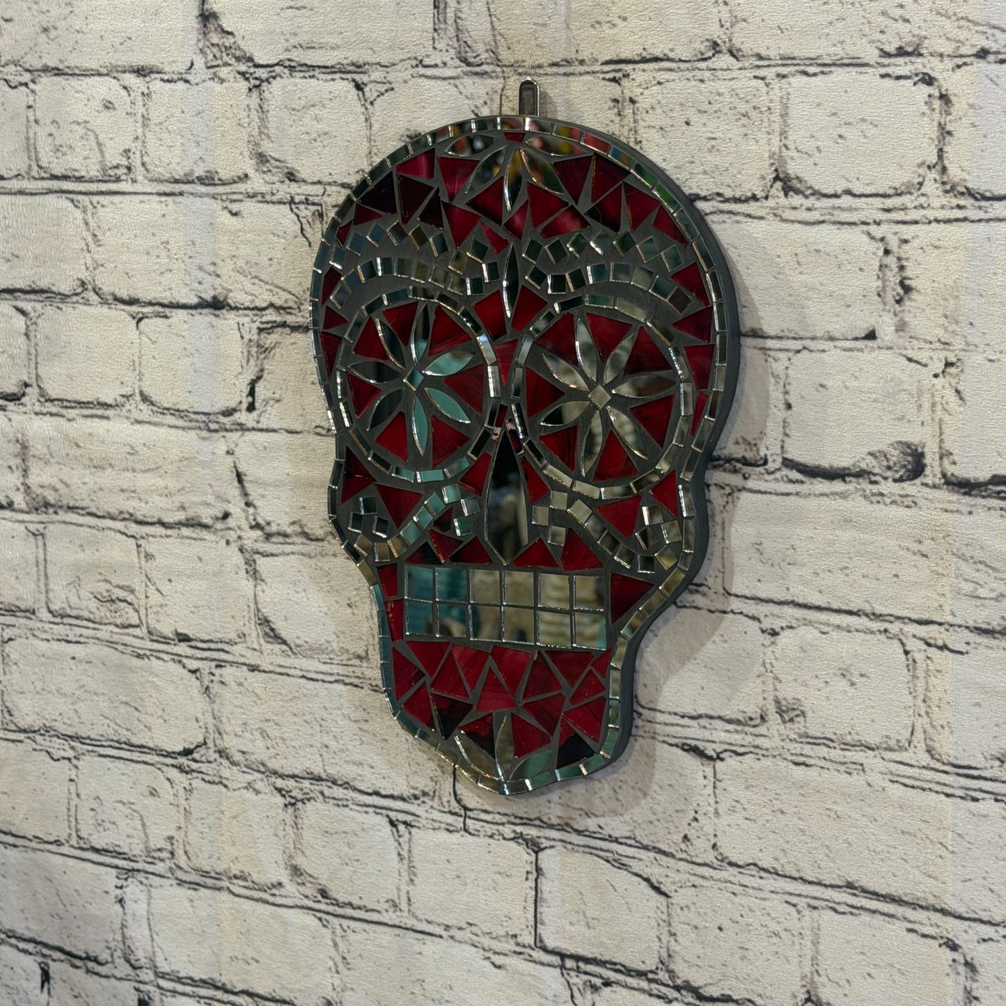 Red Skull Mosaic Tile Wall Mirror 30cm x 20cm 12 Inches Handmade New2