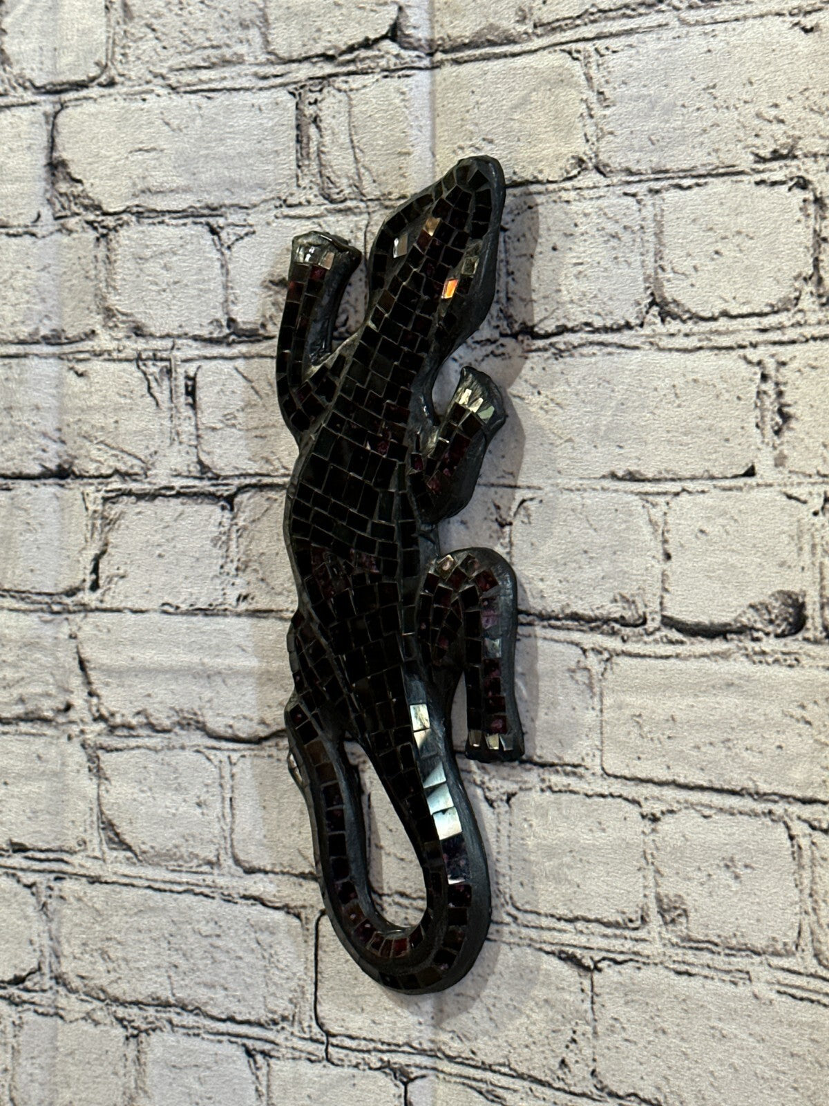 30cm Gecko Deep Purple Mosaic Wall Hanging Wooden Ornaments Wood Carving1