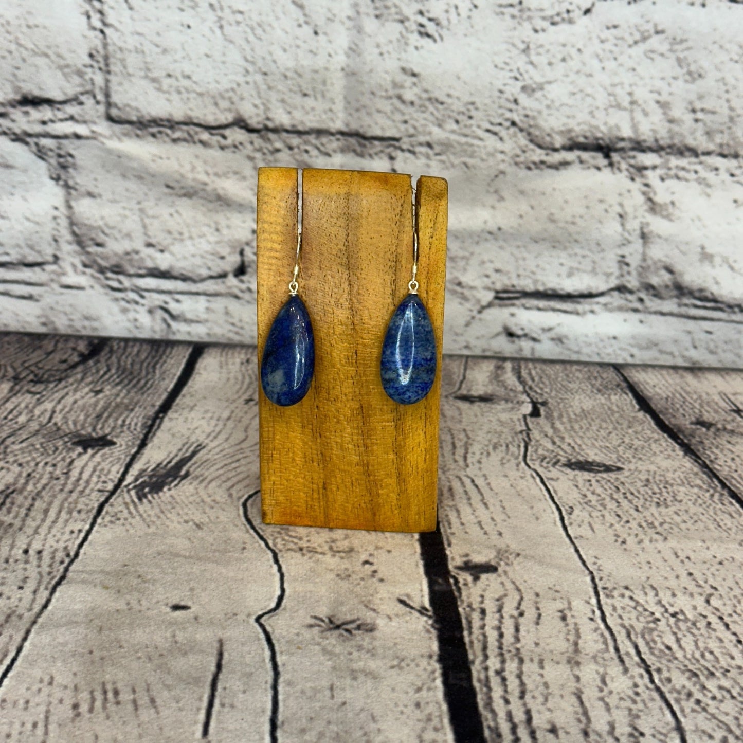 Lapis Lazuli Teardrop Stone 925 Silver Dangle Drop Earrings Handmade Jewellery0