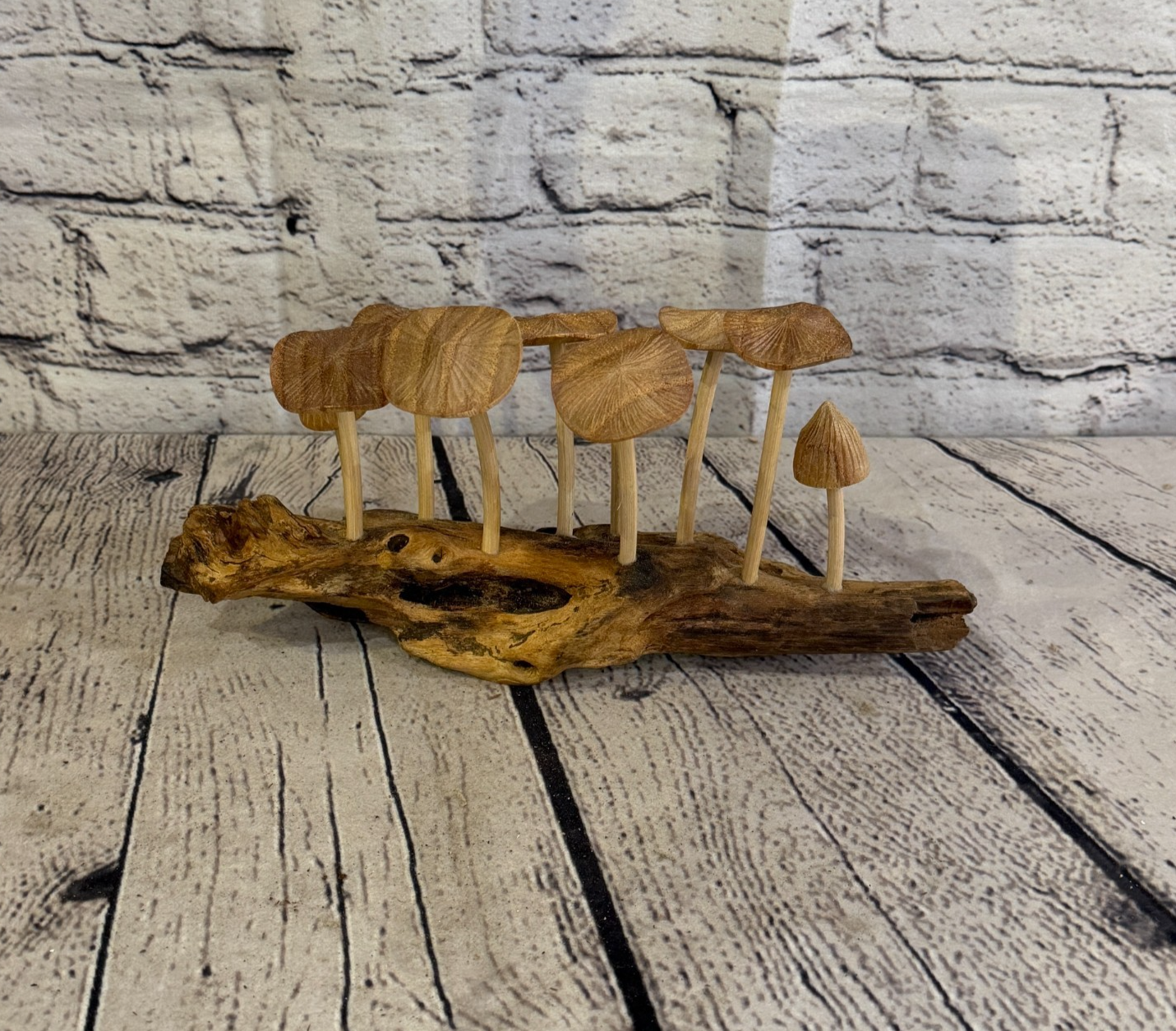 20cm Long Plain Mushroom Parasite Ornament Natural Carving Fairtrade Wooden0