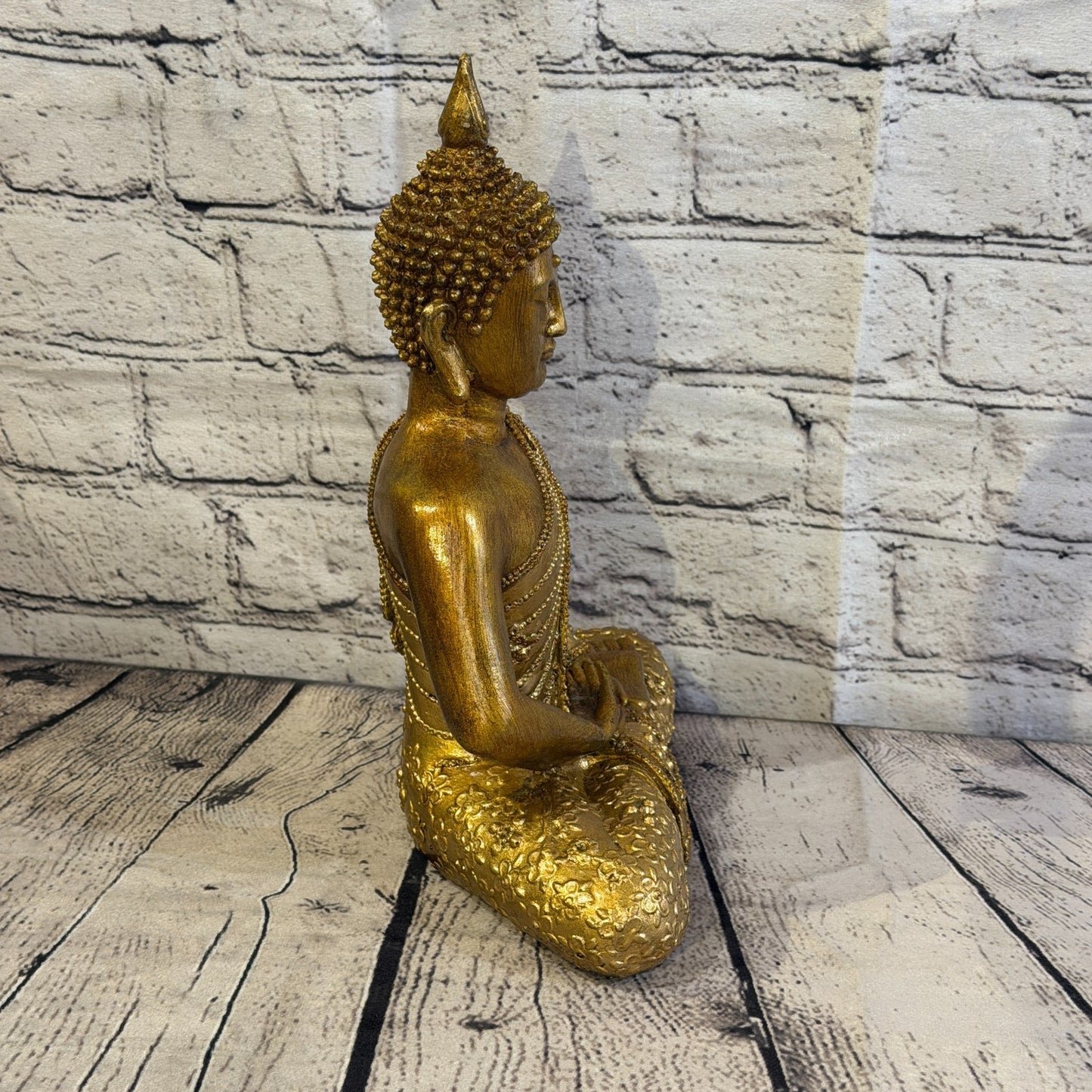 Bronze & Bronze 30cm x 20cm Large Thai Spike Buddha Sitting Statue Resin Hindu3