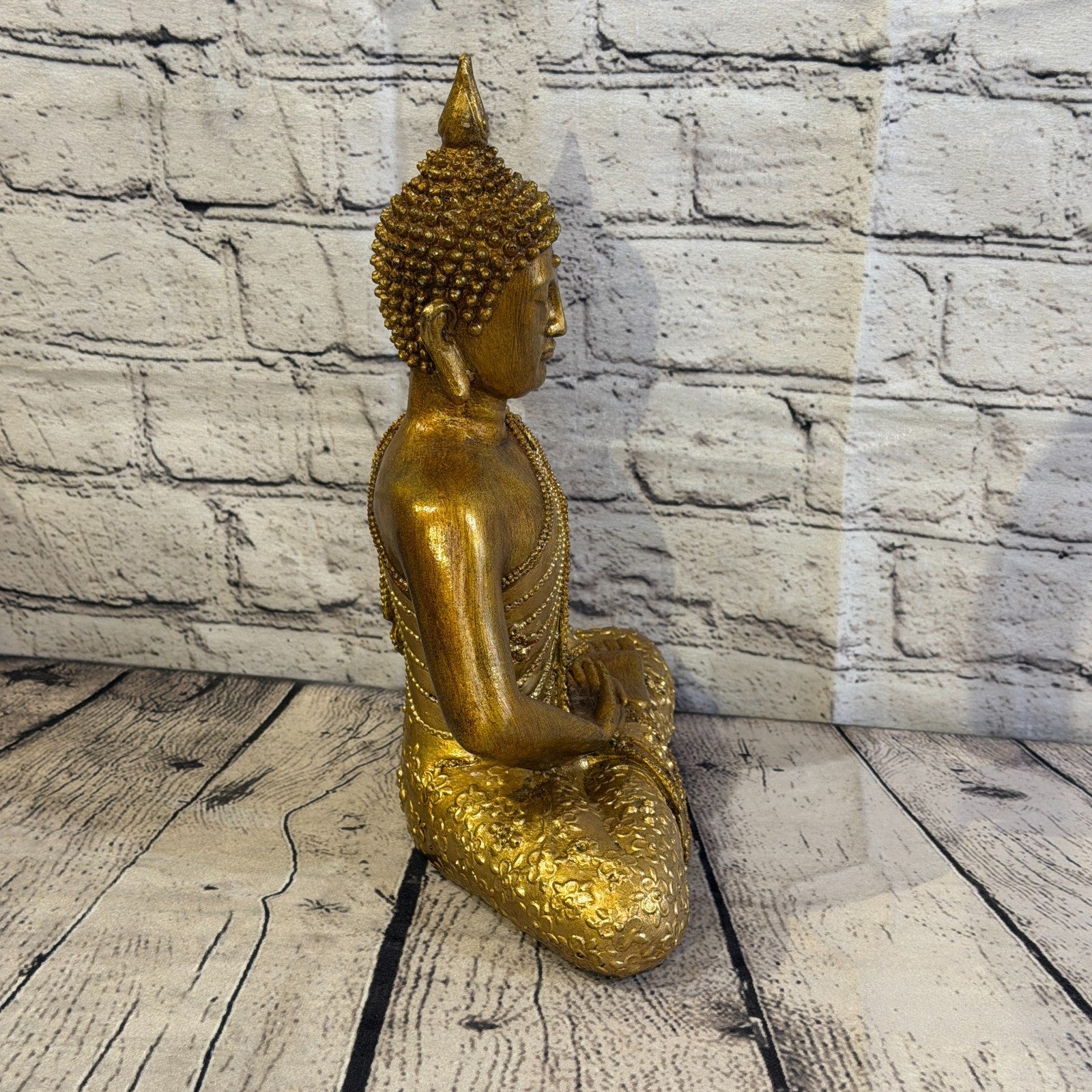 Bronze & Bronze 30cm x 20cm Large Thai Spike Buddha Sitting Statue Resin Hindu3