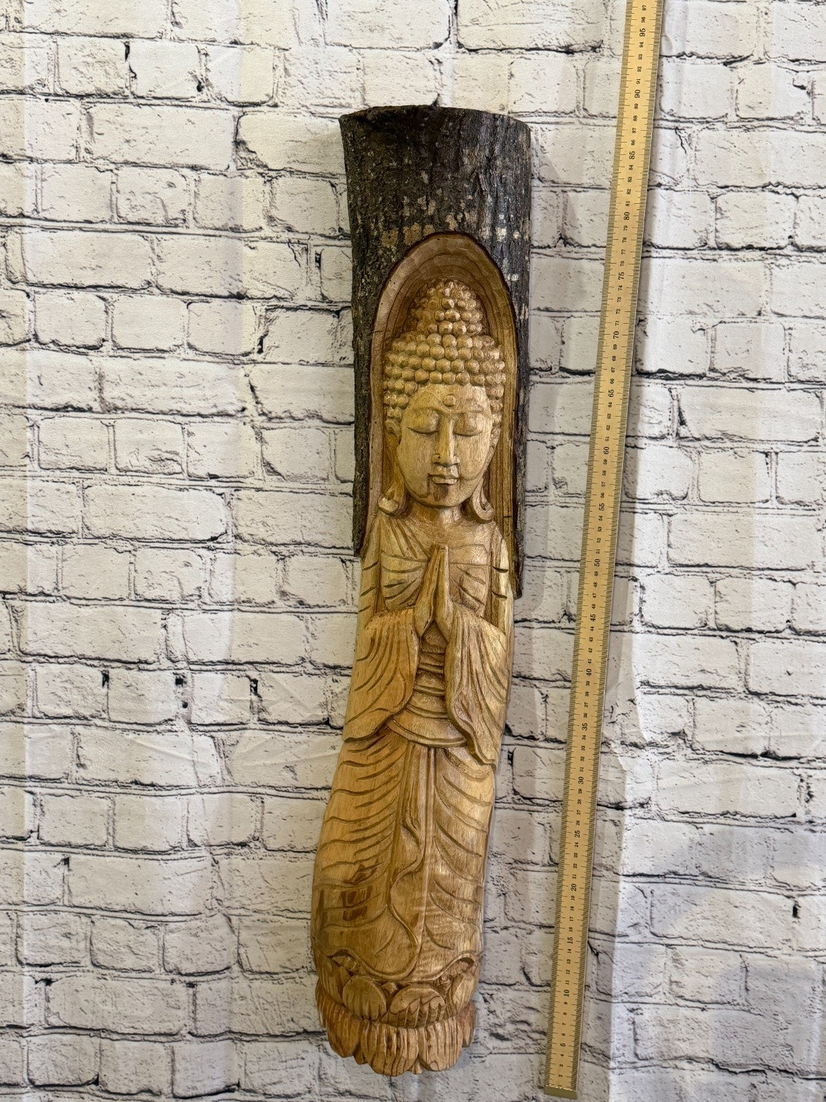Thai Buddha 80cm Hand Carved Wizard Tree Trunk Wood Fairtrade4