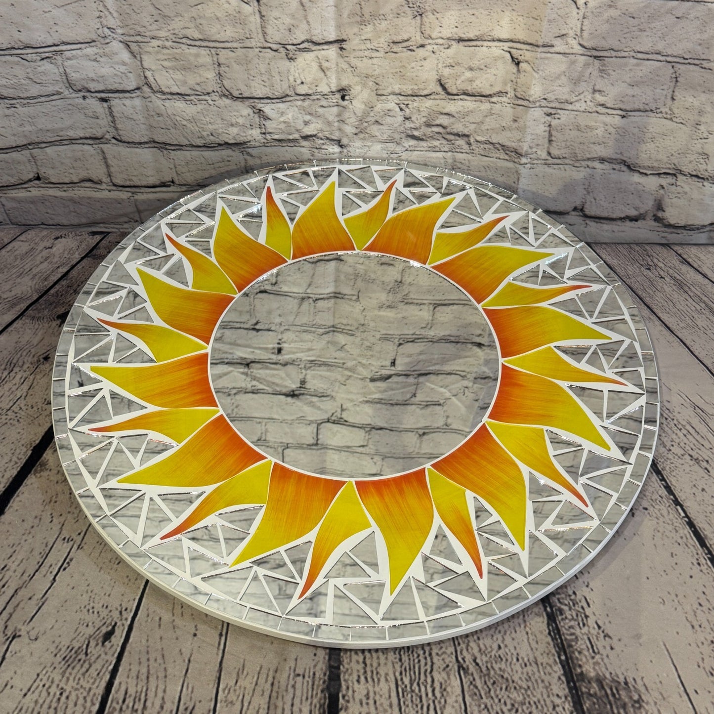 Orange Sun Flame Mosaic Tile Wall Mirror 50cm x 50cm 20 Inches Handmade2