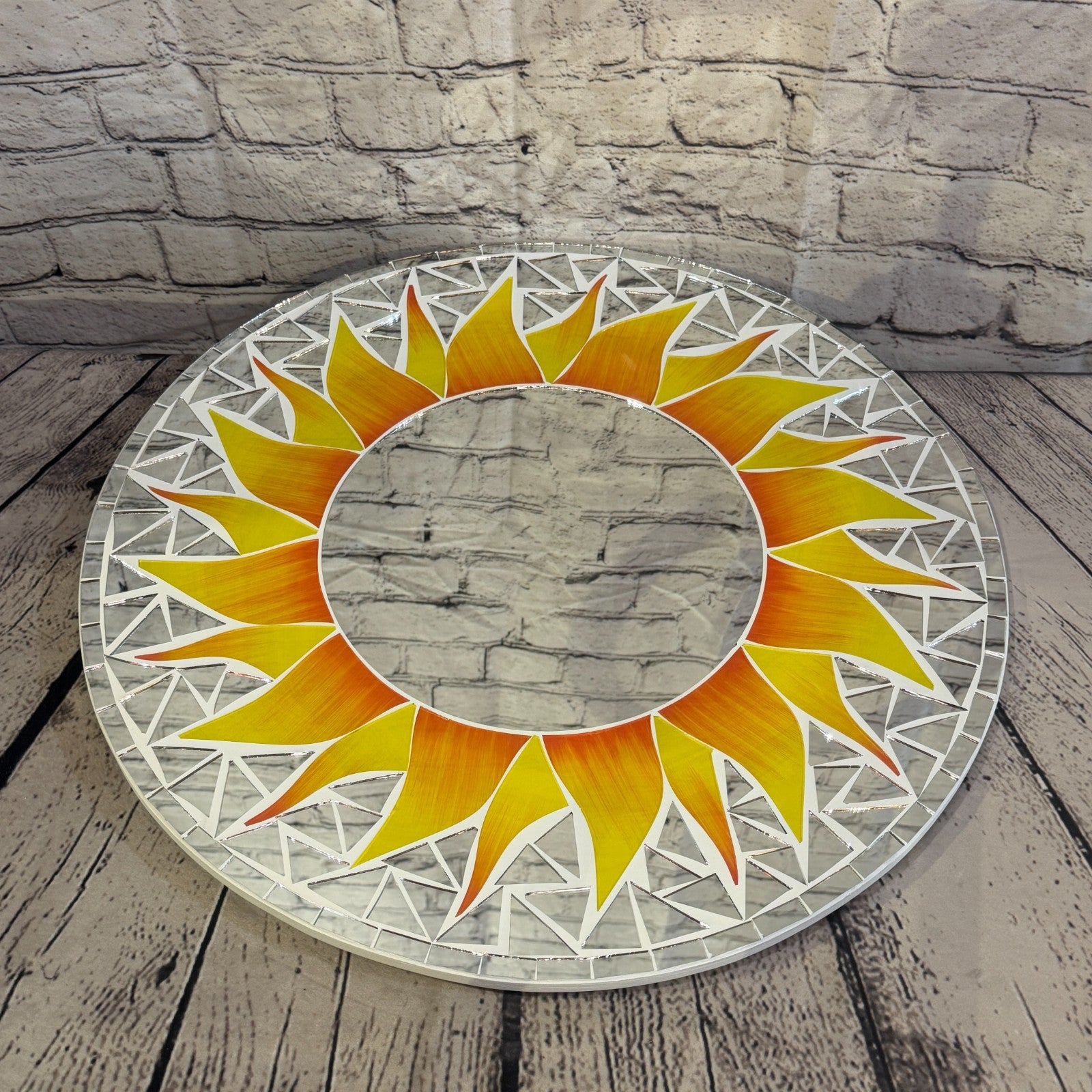 Orange Sun Flame Mosaic Tile Wall Mirror 50cm x 50cm 20 Inches Handmade2