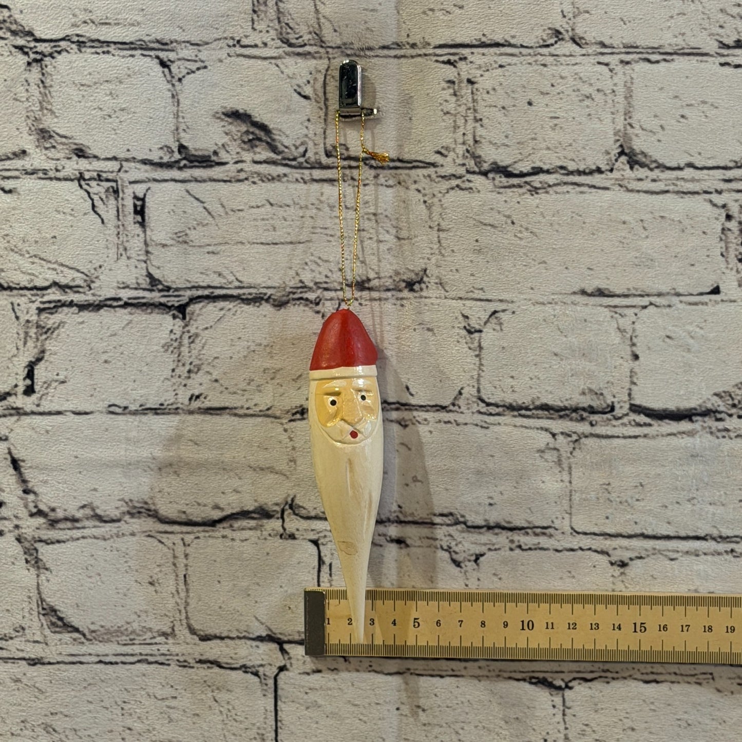 15cm Wall Hanging Santa Claus Father Christmas Figurine Folk Art Wood Handmade3