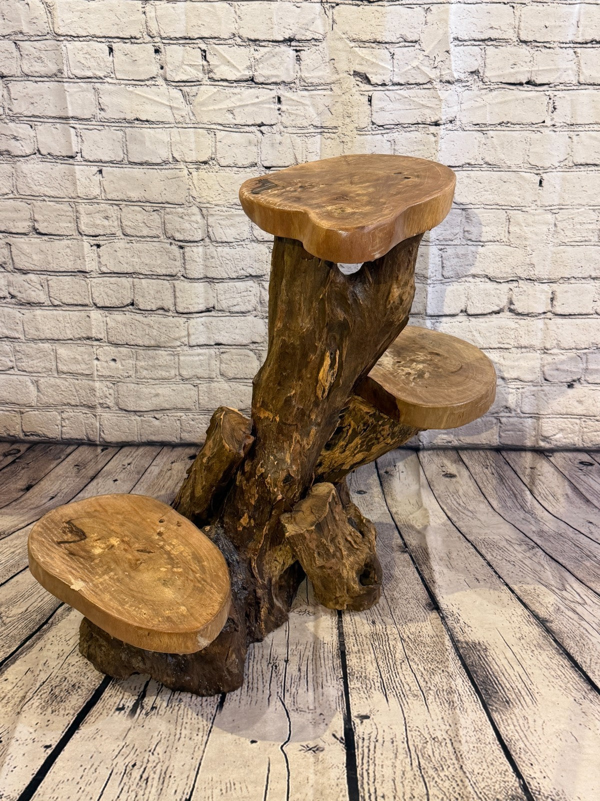 60cm x 60cm Triple Wooden Coffee Root Sculpture Garden Teak Root Ornament Carved2