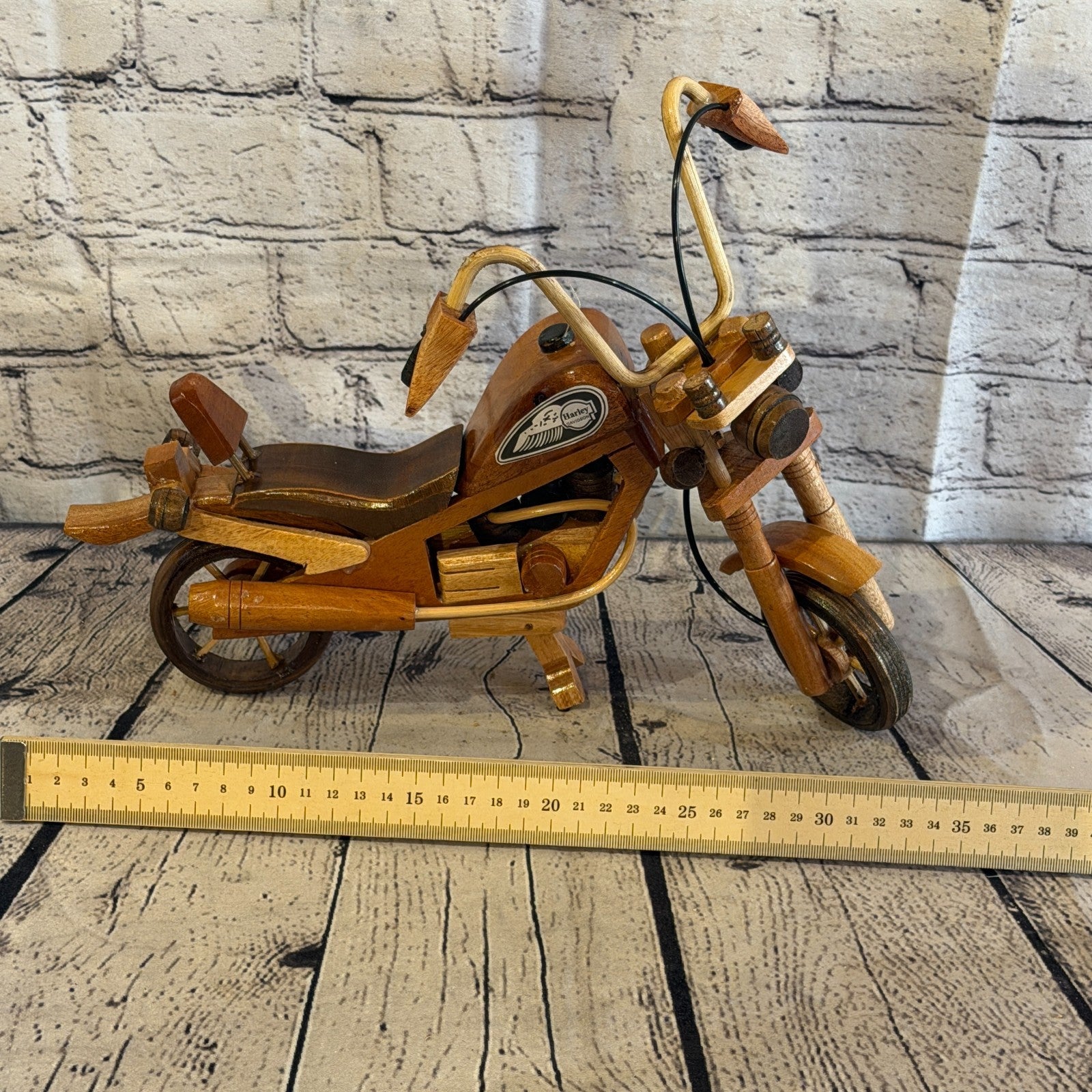 35cm Large Light Wood Motorbike Motorcycle Model Wooden Ornament Decorative Bike6