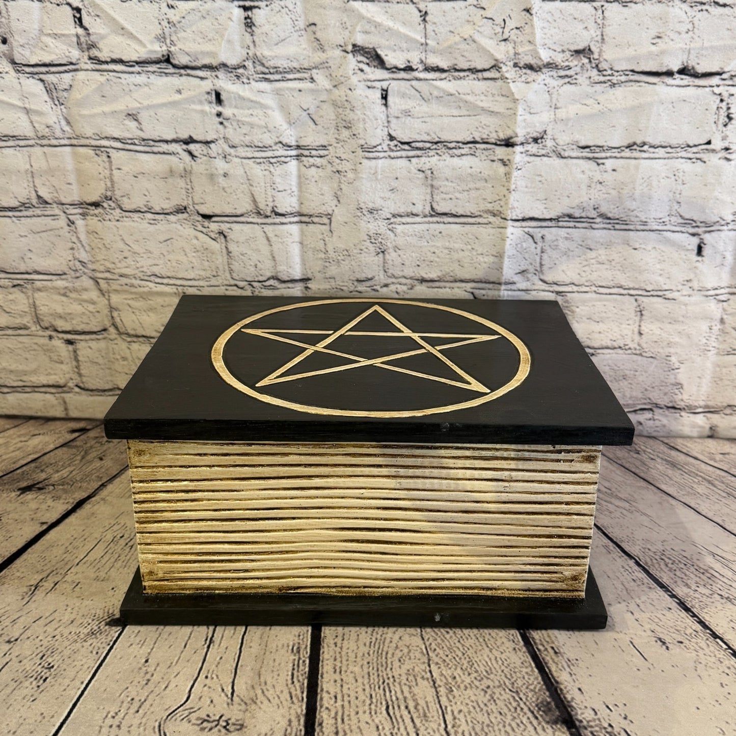 30cm x 24cm x 15cm Book Wood Gothic Pentagram Skull Coffin Jewellery Trinket Box6