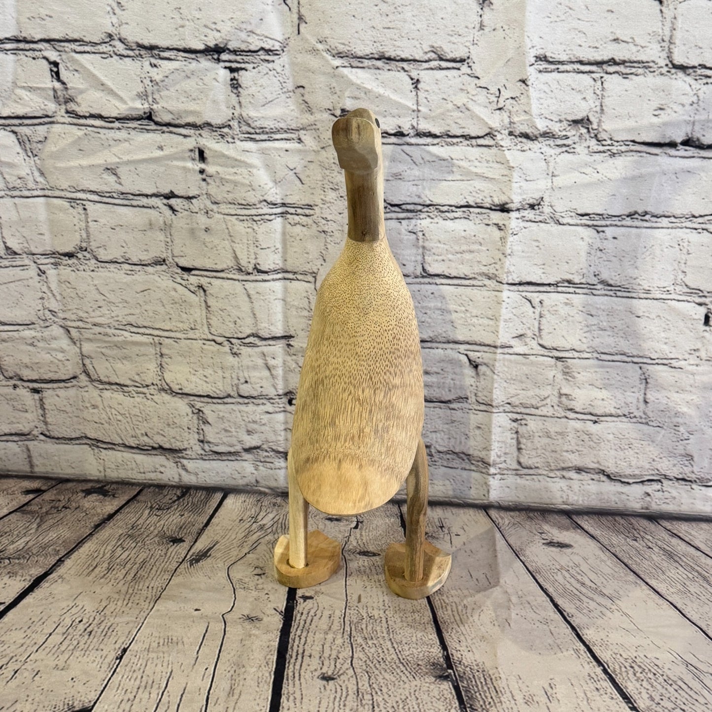 Looking Back 40cm Tall Wooden Smooth Duckling Baby Duck Bamboo Root Fairtrade1