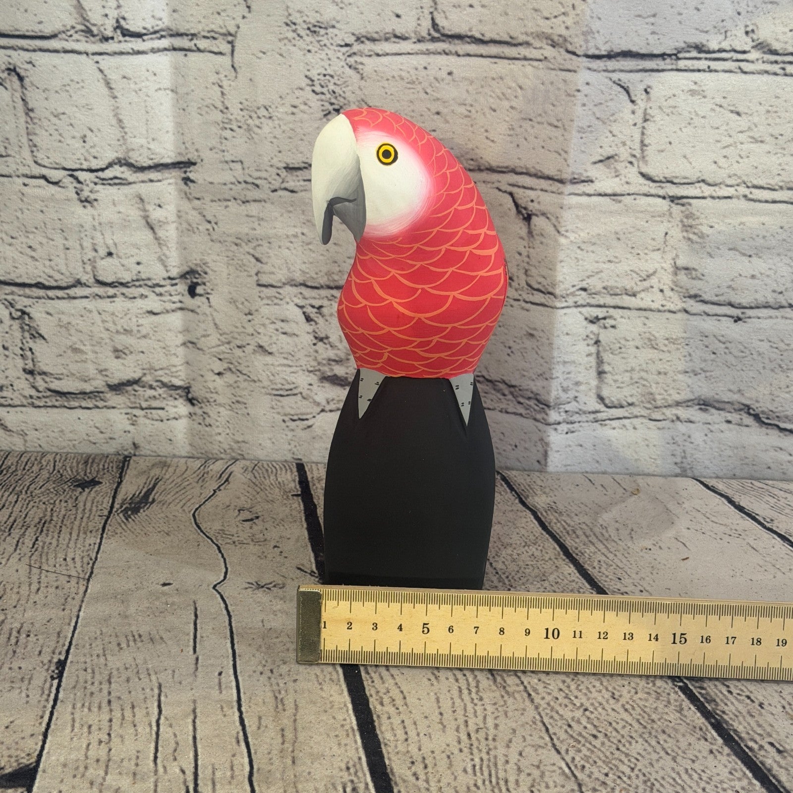 20cm Bright Red Parrot Bird Ornament Statue Fair Trade Hand Made Carved Wood6