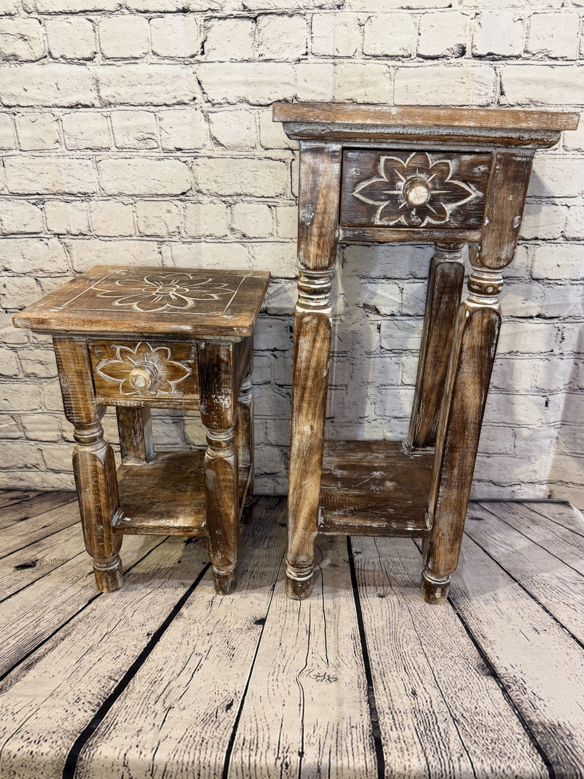 40cm x 27cm Brown Table  Wooden Side Cabinet Living Hallway Storage Furniture10