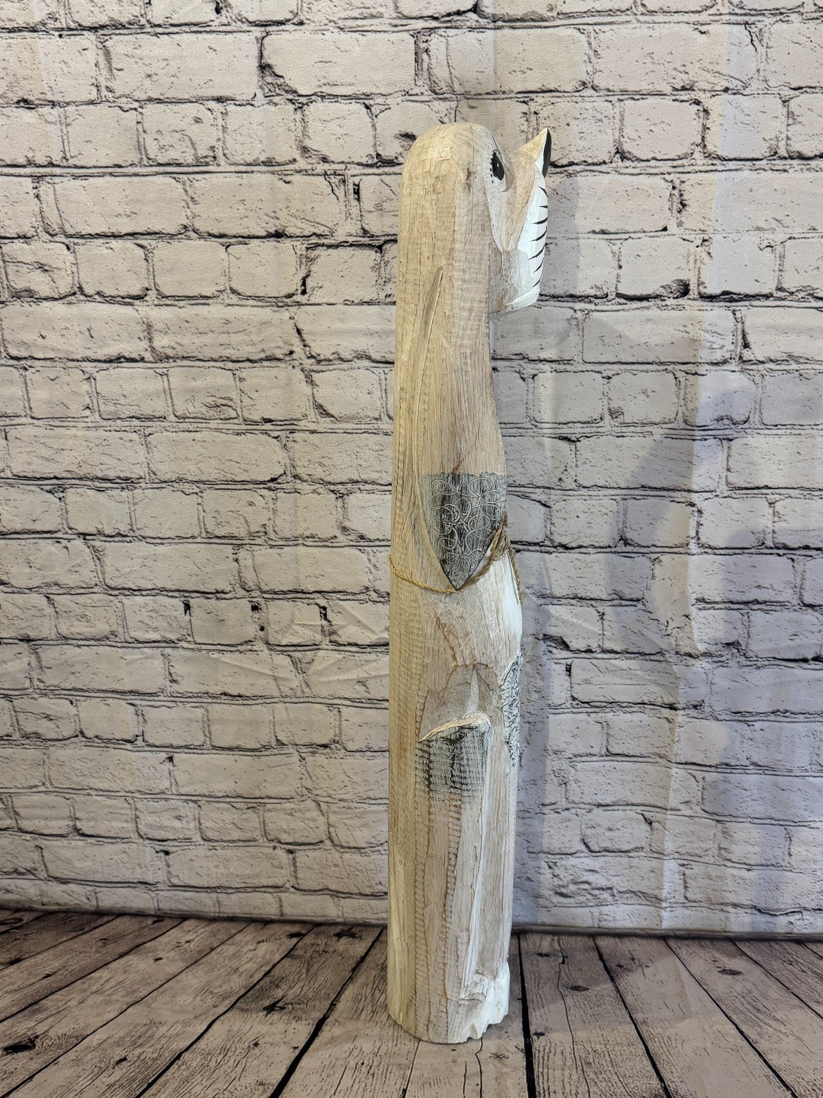 80cm White Wooden Shabby Dog Statue Ornament Fair Trade Handcarved3