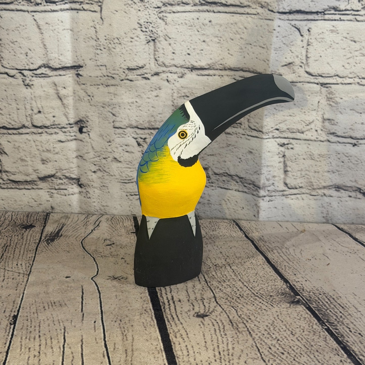 15cm Bright Blue Toucan Bird Ornament Statue Fair Trade Hand Made Carved Wood3