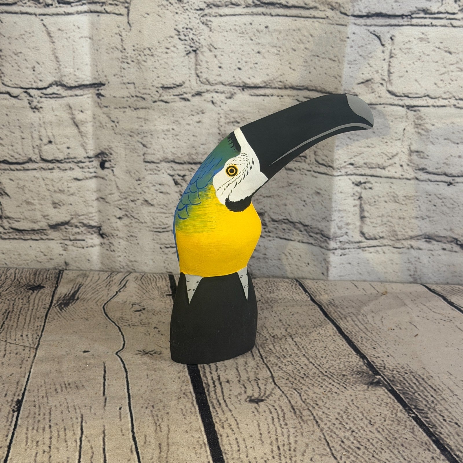 15cm Bright Blue Toucan Bird Ornament Statue Fair Trade Hand Made Carved Wood3