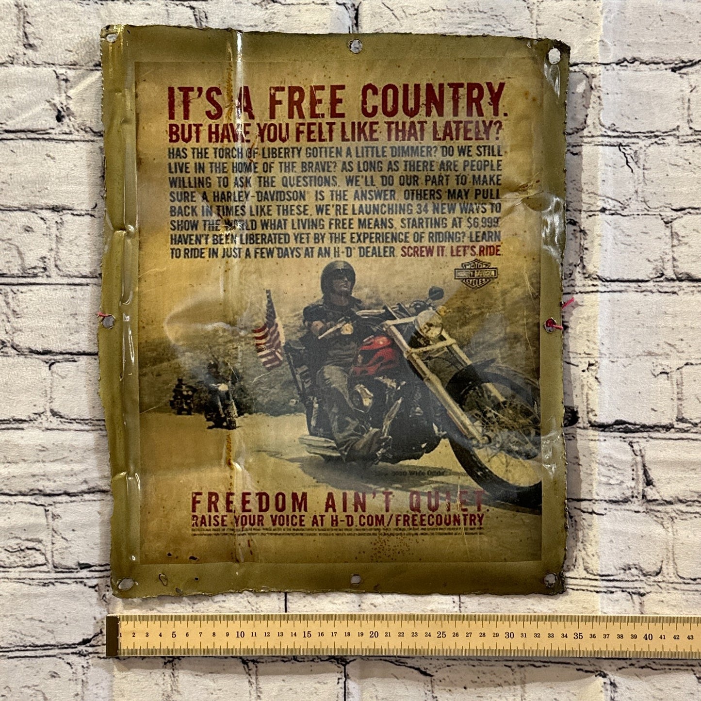 USA Freedom Harley Davidson Bike Wall Plaque 42cm x 36cm Vintage Retro Tin Sign3