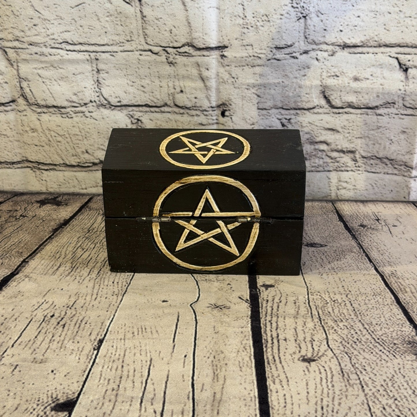 15cm x 10cm x 8cm Wood Gothic Pentagram Skull Coffin Jewellery Trinket Box4