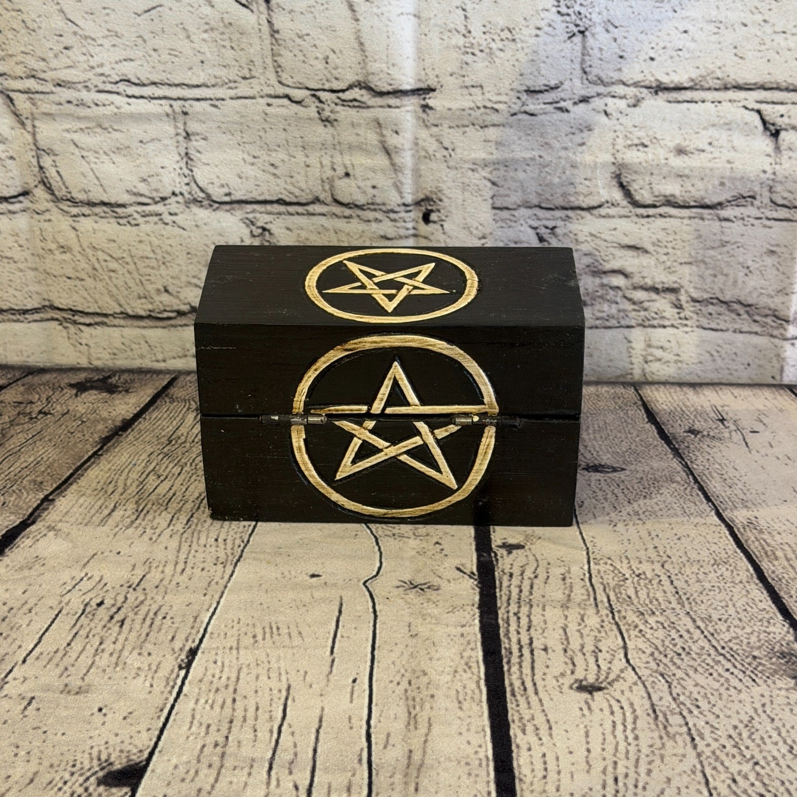15cm x 10cm x 8cm Wood Gothic Pentagram Skull Coffin Jewellery Trinket Box4