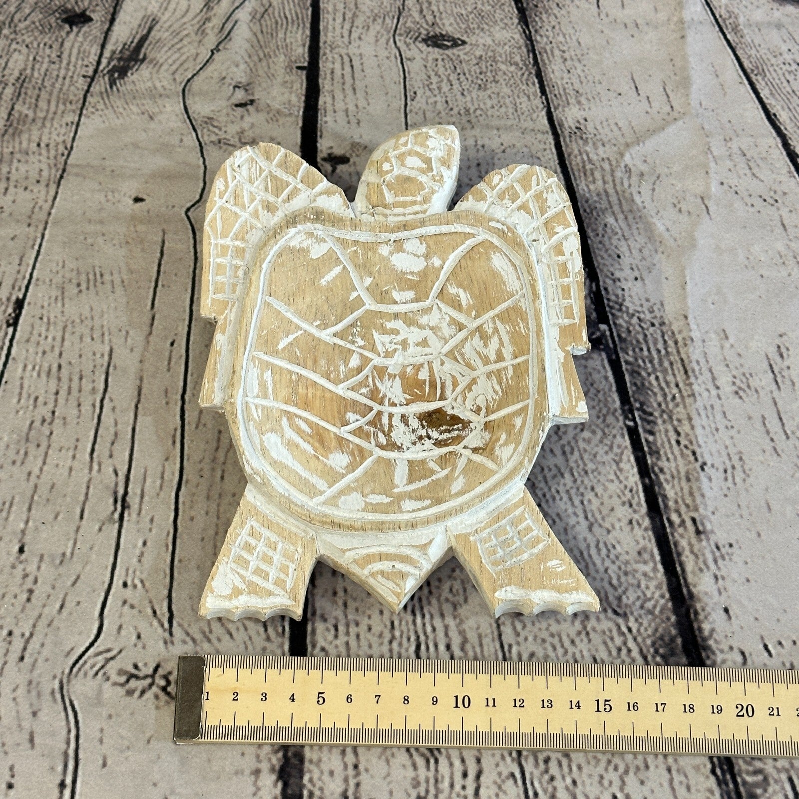 20cm Cream Sea Turtle Bowl Trinket Dish Decoration Designer Mask Wooden Handmade4