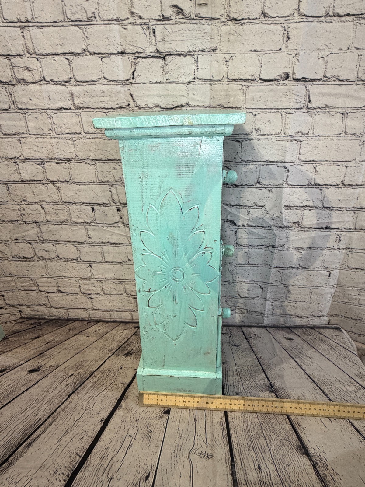 60cm x 25cm Blue 3 Draw Pillar Wooden Side Cabinet Living Storage Furniture9