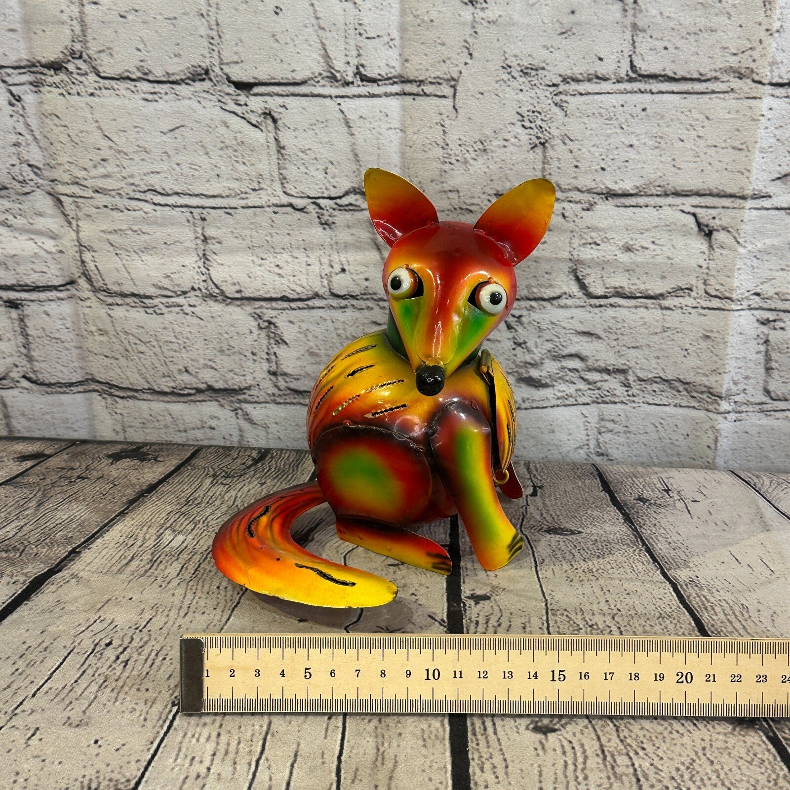 18cm x 14cm Orange Colour Fox Cartoon Ornament Painted Statue Candle Holder7