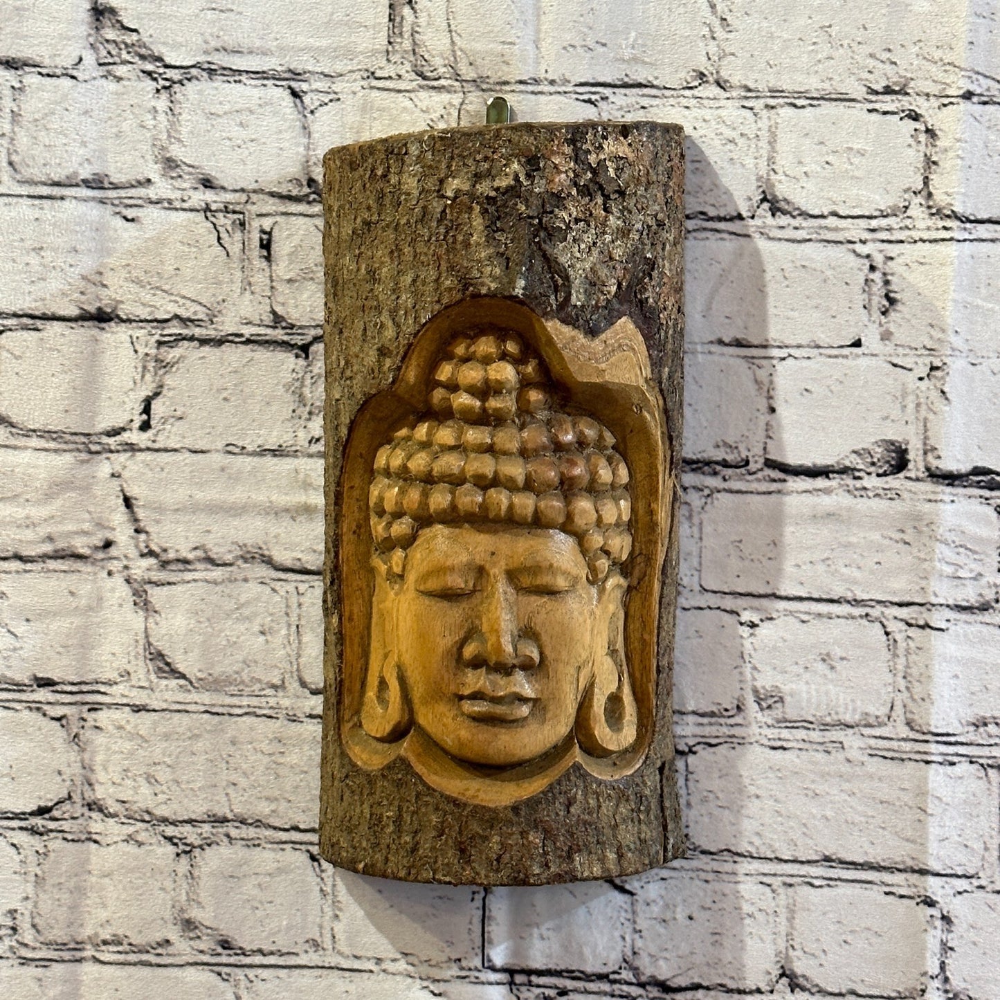 Buddha Head Of The Woods 30cm Hand Carved Wizard Tree Trunk Wood Fairtrade0