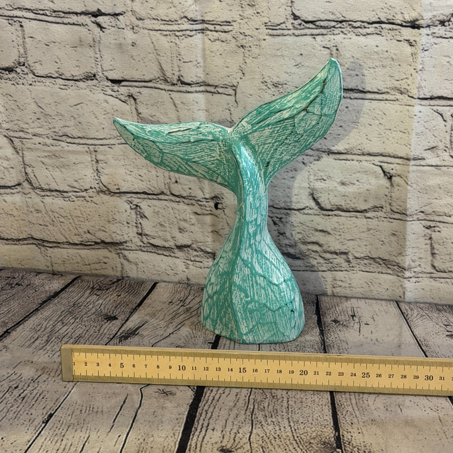 25cm x 25cm Whale Tail Green Fish Wood Coastal Ocean Bathroom Decoration6