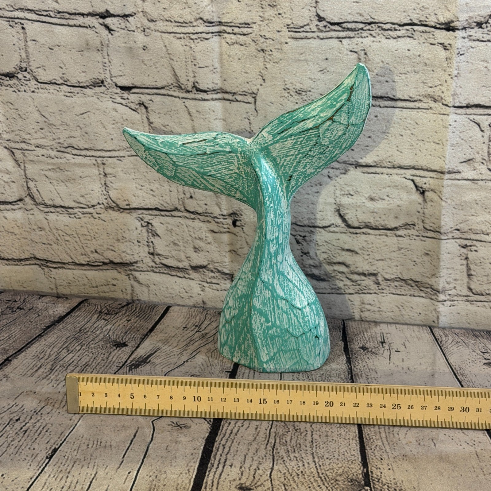 25cm x 25cm Whale Tail Green Fish Wood Coastal Ocean Bathroom Decoration6