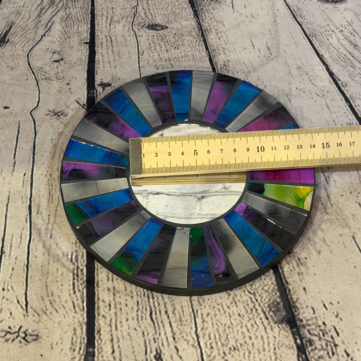 Blue Purple Line Black Mosaic Tile Wall Mirror 20cm x 20cm 8 Inches Handmade5