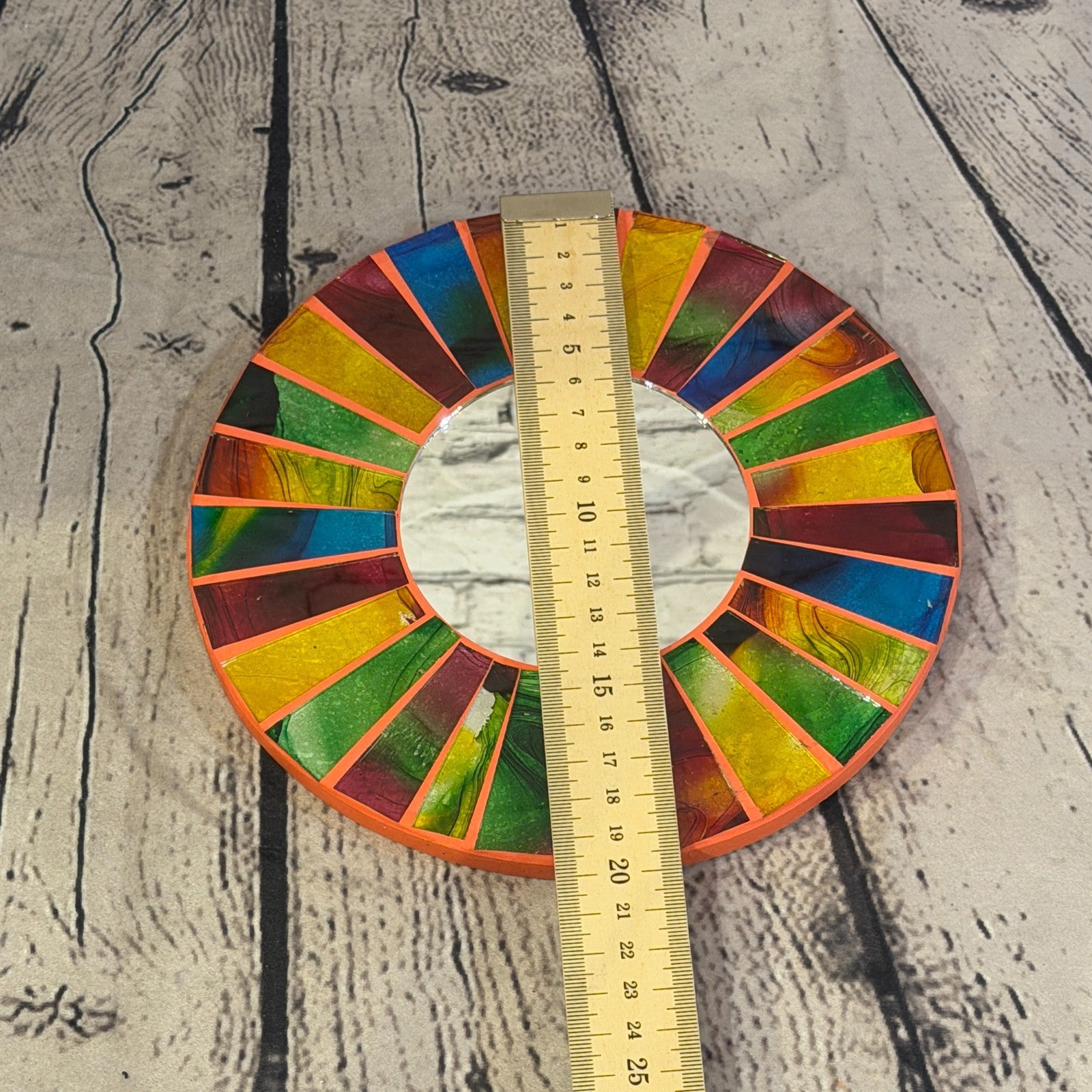 Rainbow Line Terracotta Mosaic Tile Wall Mirror 20cm x 20cm 8 Inches Handmade4