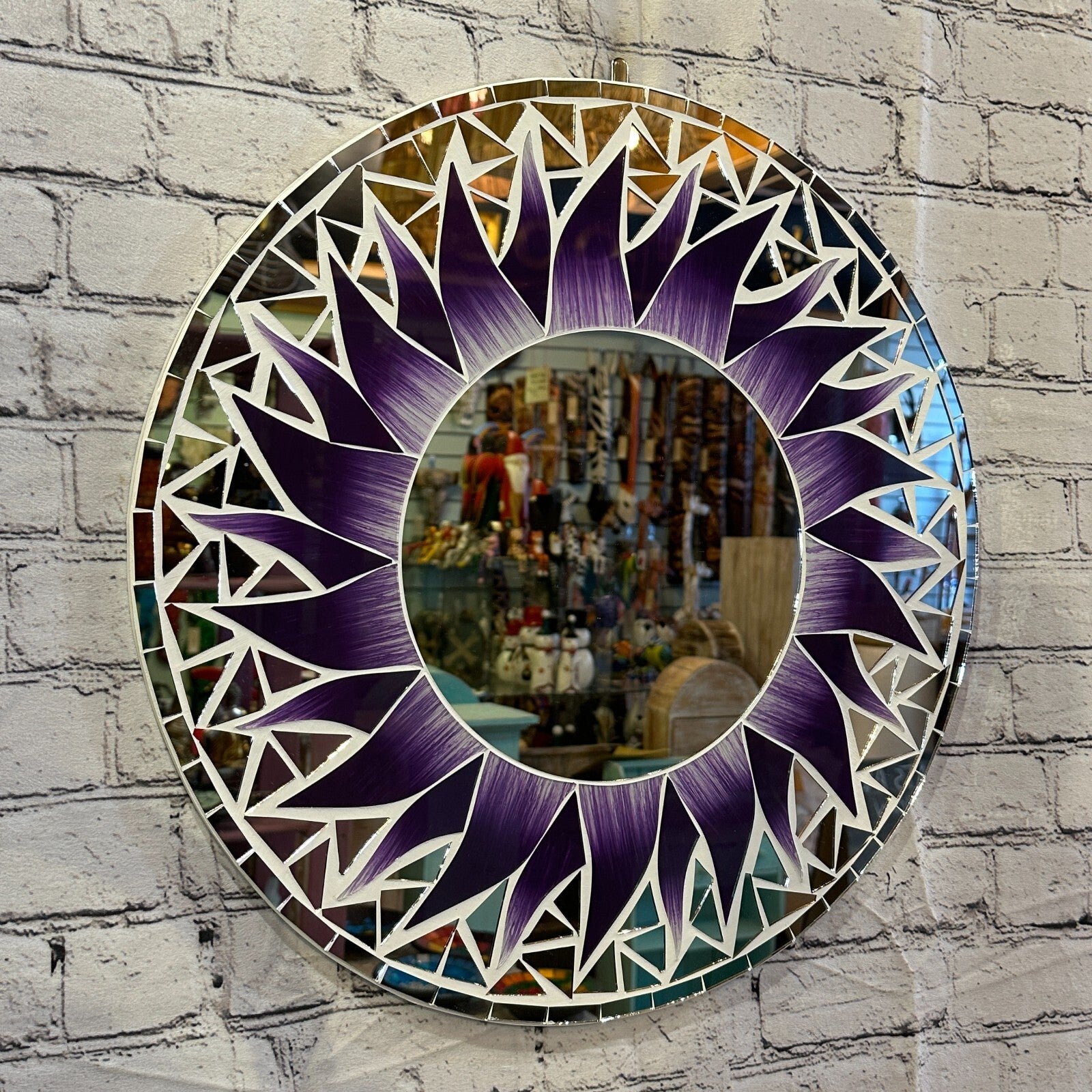 Purple Flame Sun Mosaic Tile Wall Mirror 50cm x 50cm 20 Inches Handmade New0