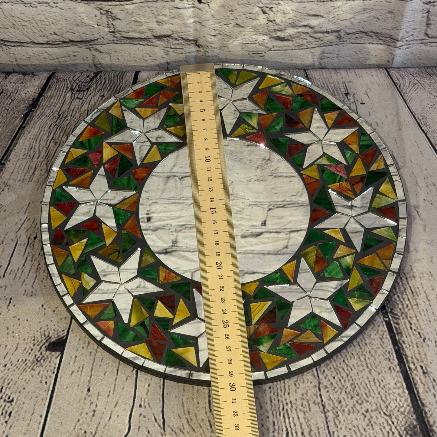 Rainbow Star Black Mosaic Tile Wall Mirror 30cm x 30cm 12 Inches Handmade4