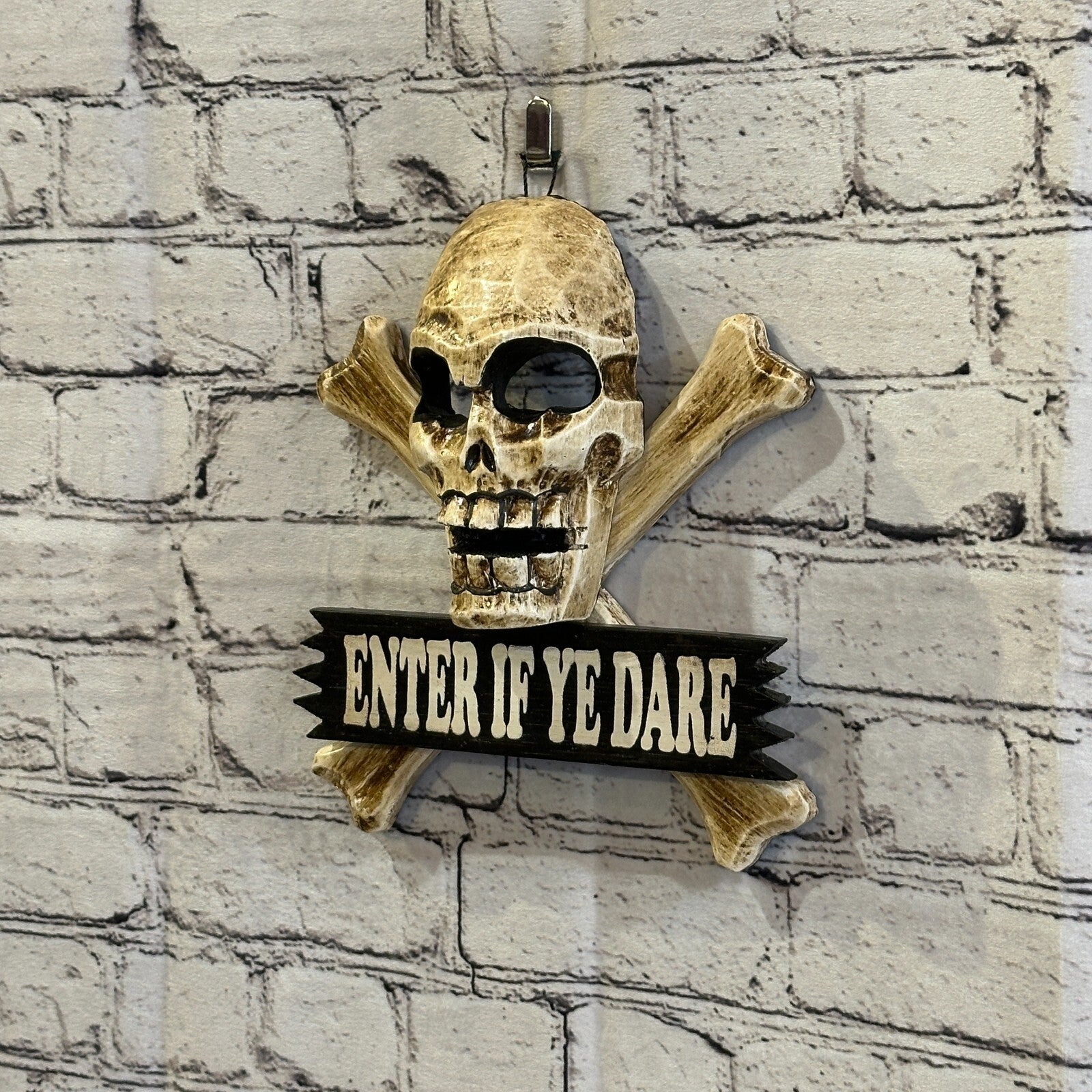 Skull & Crossbones Enter If Ye Dare Pirate Sign Door Plaque 20cm x 20cm Handmade1