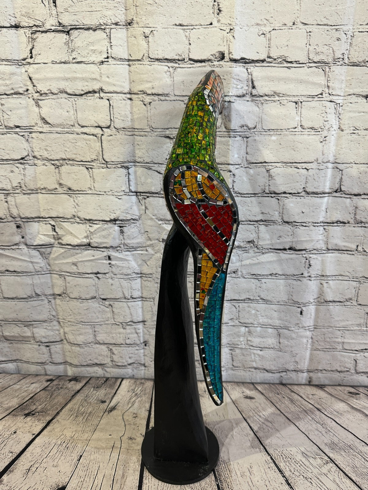 65cm Mosaic Toucan Bird Ornament Statue Fair Trade Handmade Carved Wood Design 24