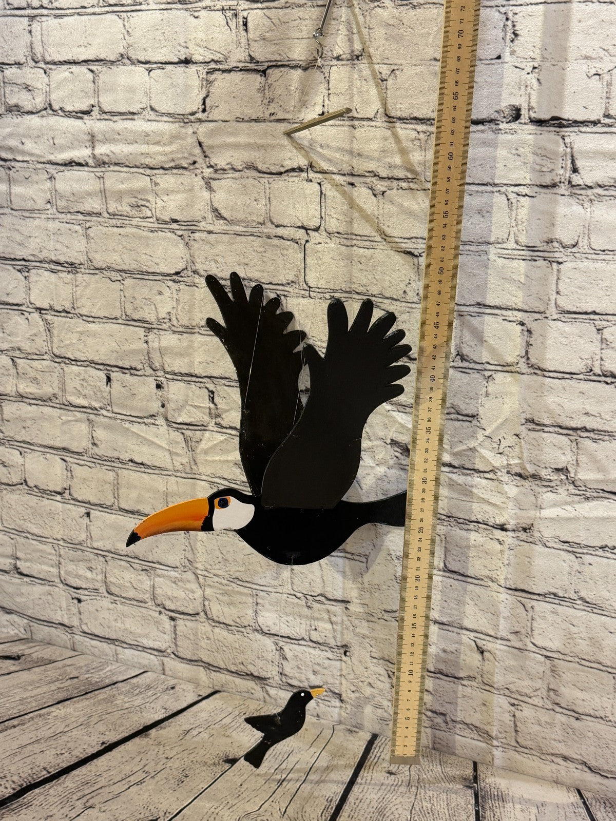 30cm x 55cm Toucan Flying Wooden Mobile Children's Bedroom Room Decor3