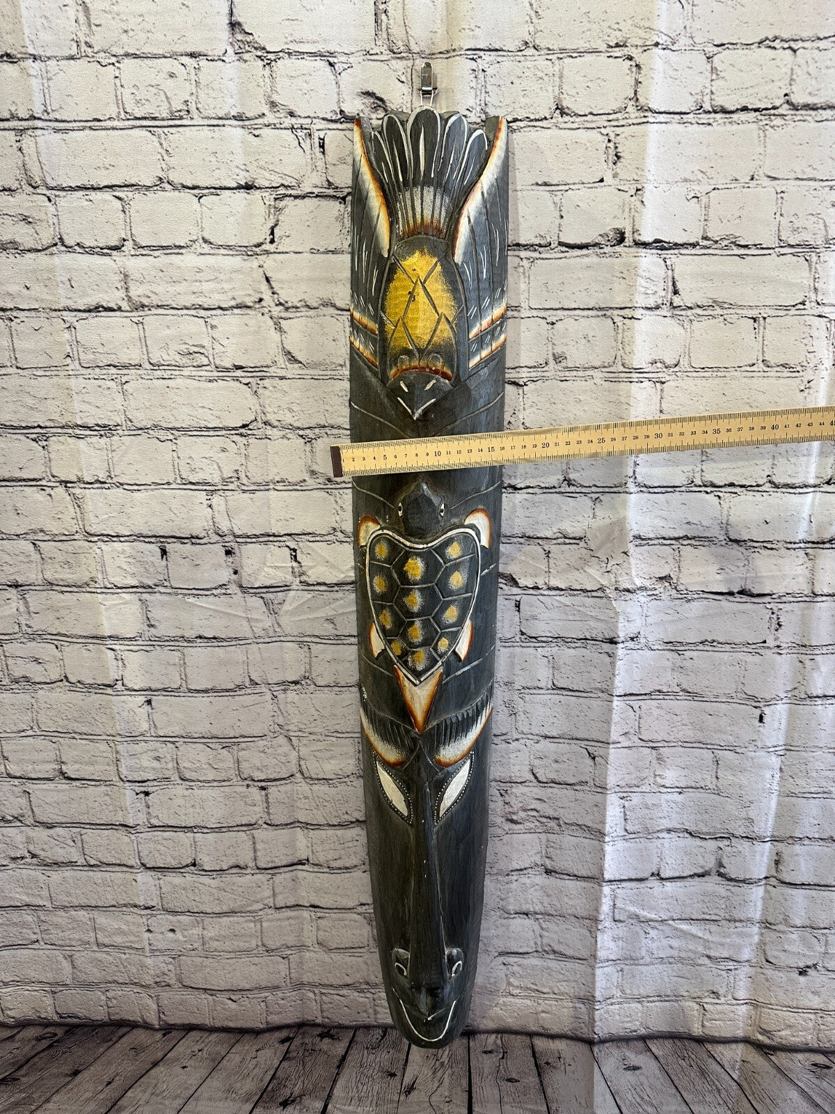 100cm Dark Grey Turtle Hand Carved Fair Trade Wooden Animal Wall Art Hang Mask4