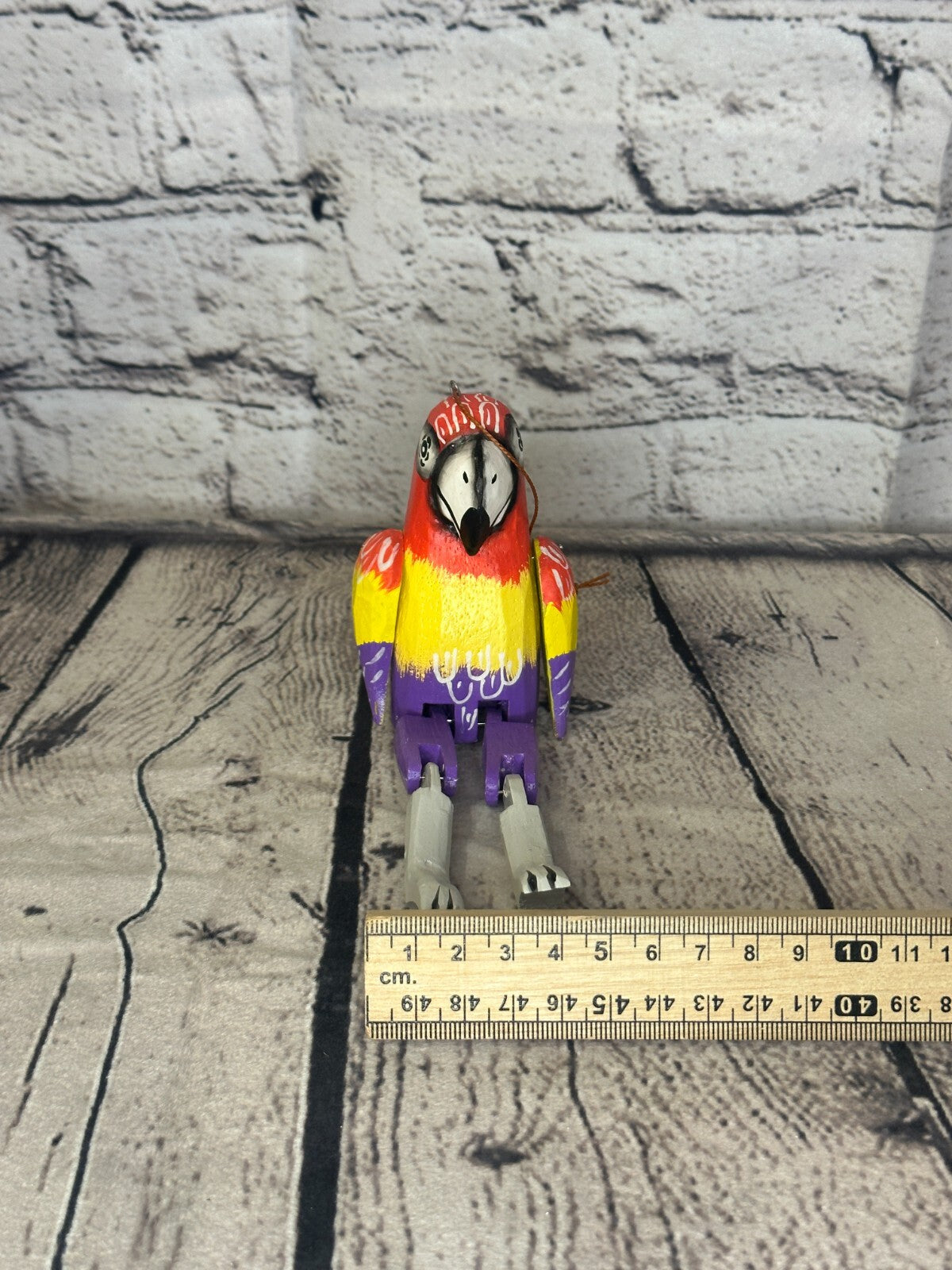 10cm Bright Parrot Sitting Animal, Wooden Shelf Ornament Handmade and Fairtrade7
