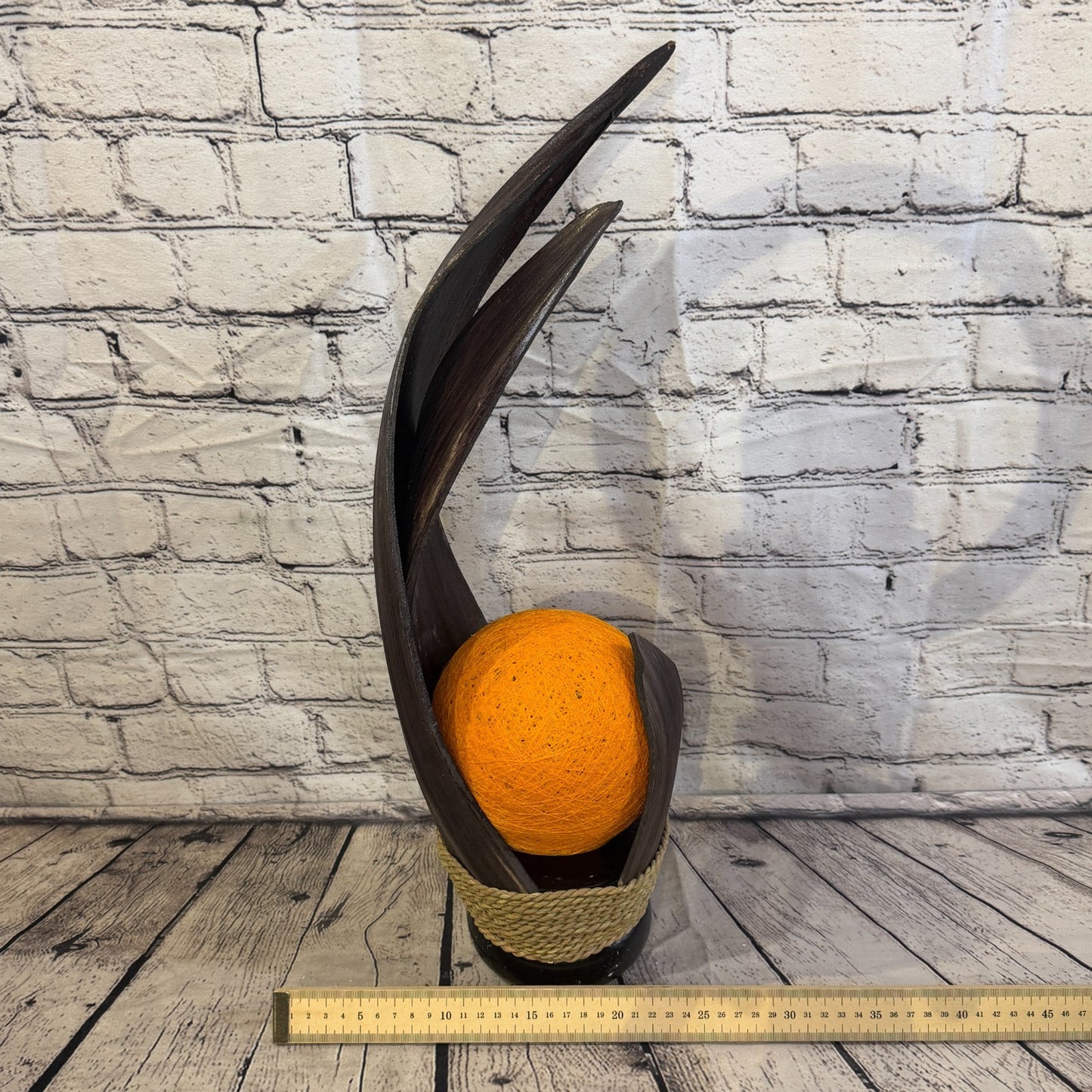 Orange Light Brown Natural 55cm Tall Leaf Lamp Twist LED UK Mains Plug Design 66
