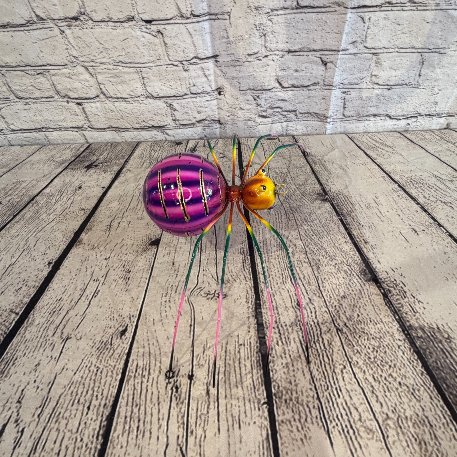 35cm x 20cm Small Colourful Purple Spider Metal Tin Standing Ornament Statue3