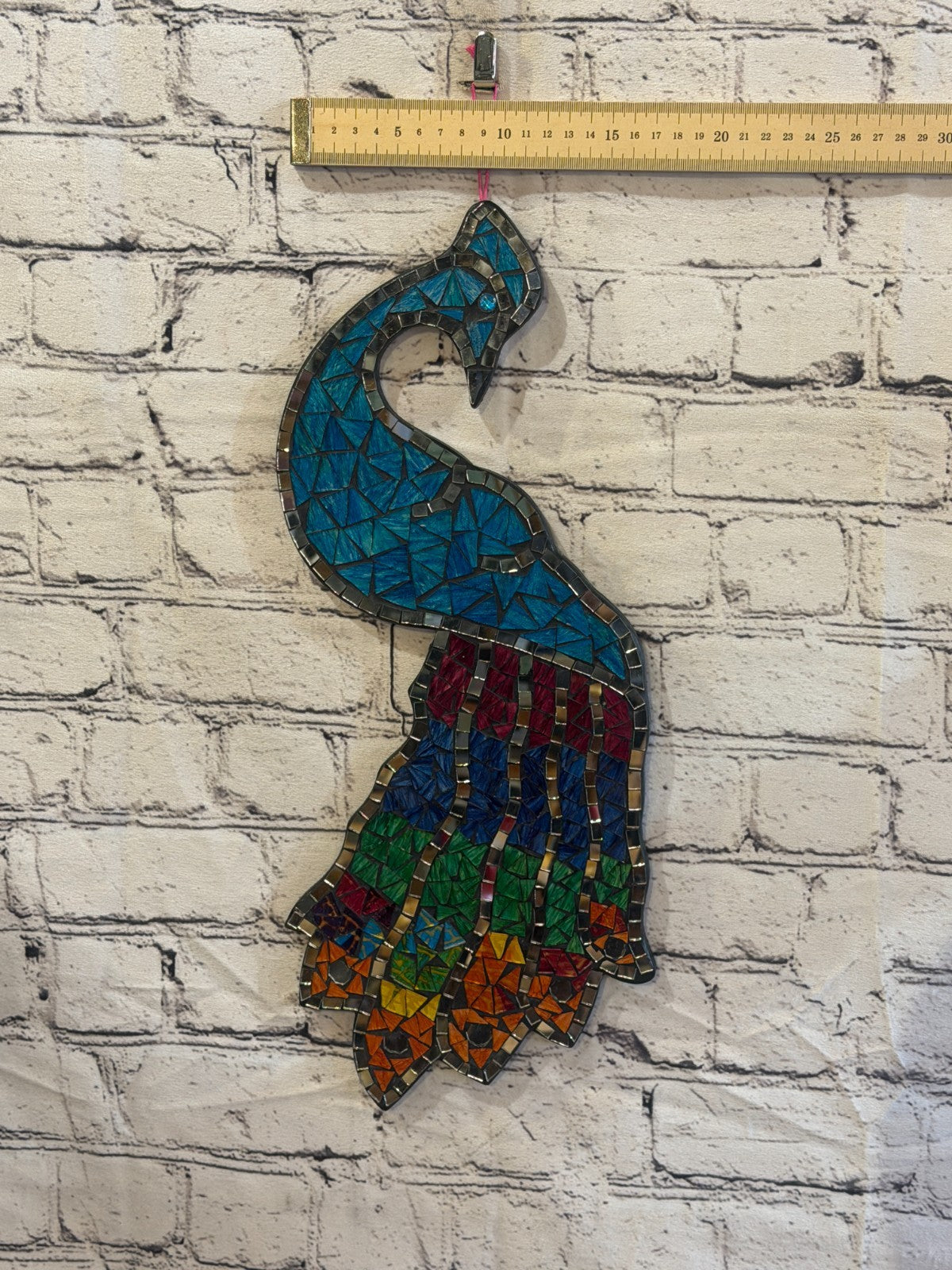 Rainbow Blue Peacock Mosaic Tile Wall Mirror 45cm x 20cm Handmade New3
