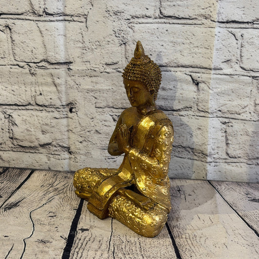 Bronze & Bronze 20cm x 15cm Small Thai Spike Buddha Sitting Statue Resin Hindu0