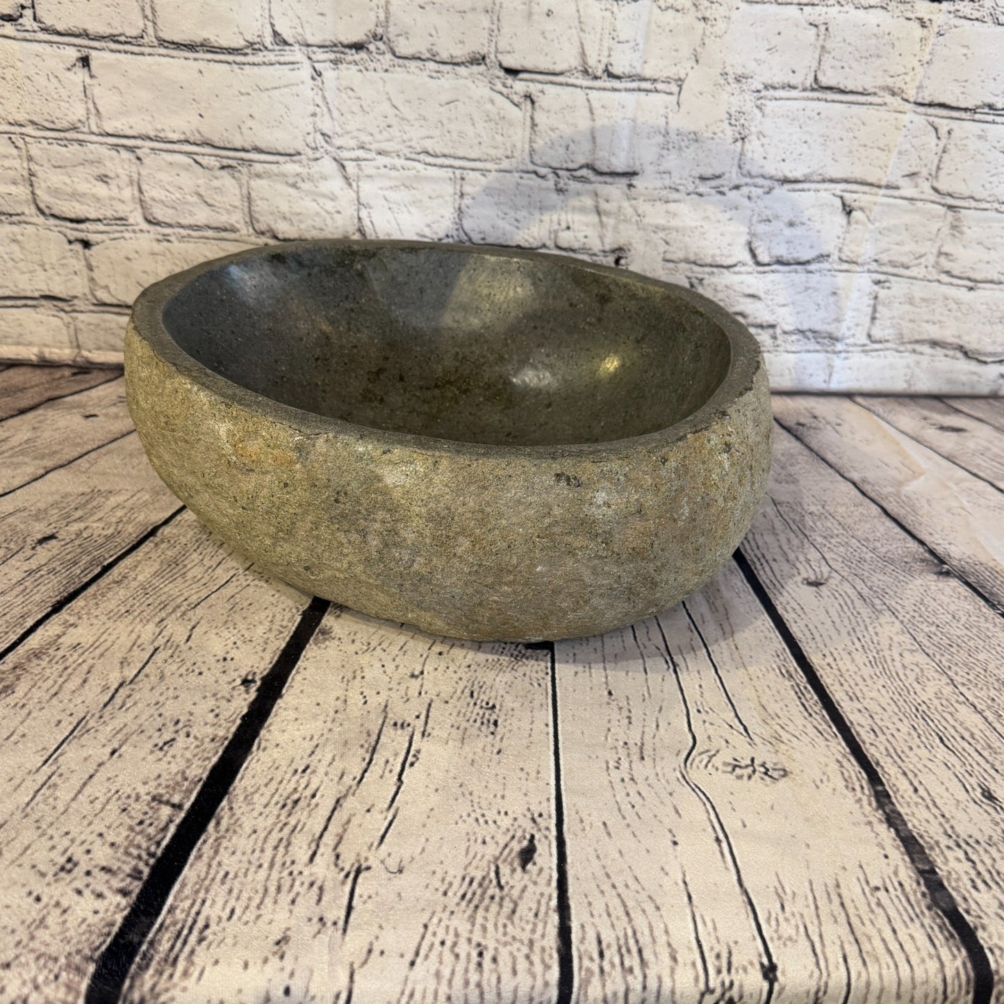 32cm x 26cm Wash Basin Bathroom Counter Top Washing River Stone Bowl Sink No 142