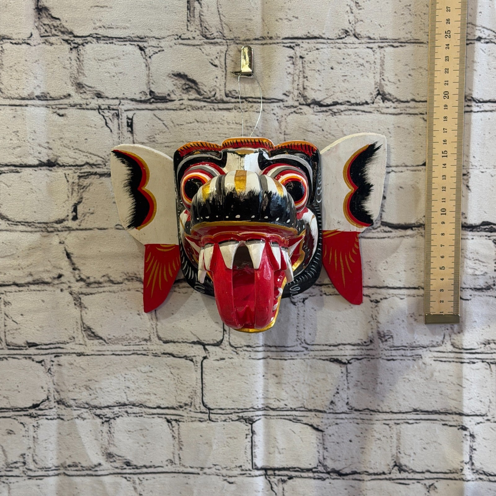 20cm Naga Basukih White Dragon Hindu Deity Wooden Hand Carved Mask Painted9