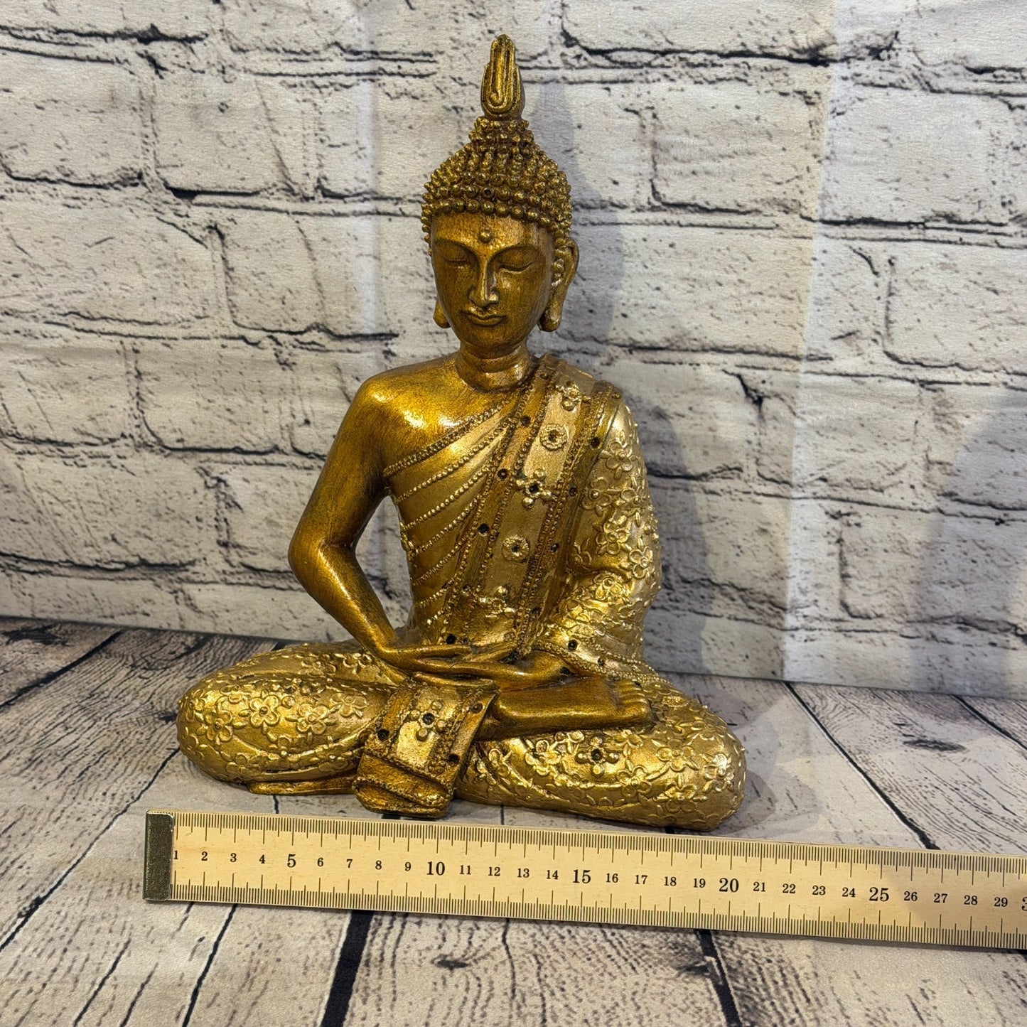 Bronze & Bronze 30cm x 20cm Large Thai Spike Buddha Sitting Statue Resin Hindu6