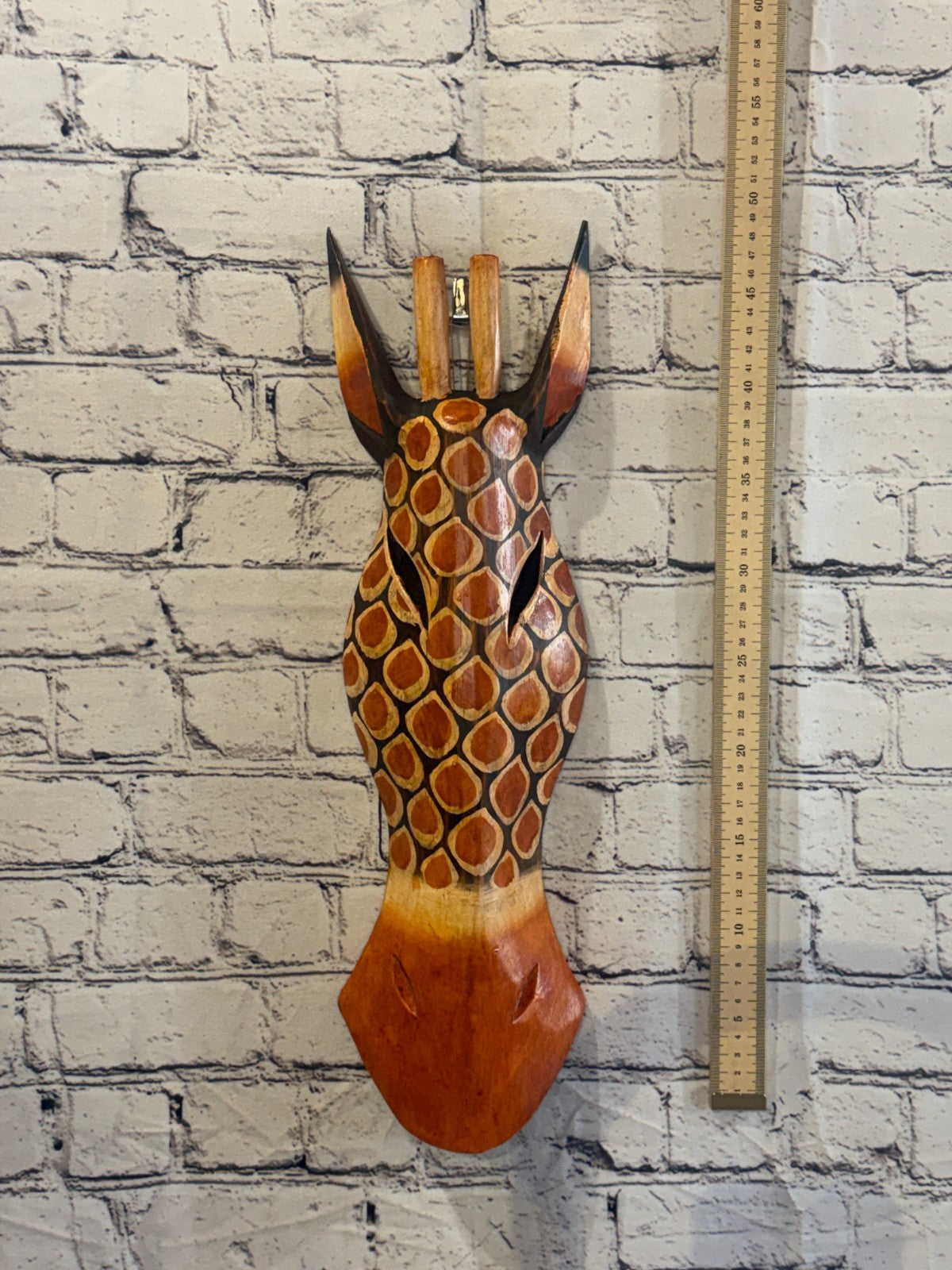 50cm Giraffe Plain Hand Carved Fair Trade Wooden Animal Wall Art Wall Hang Mask4