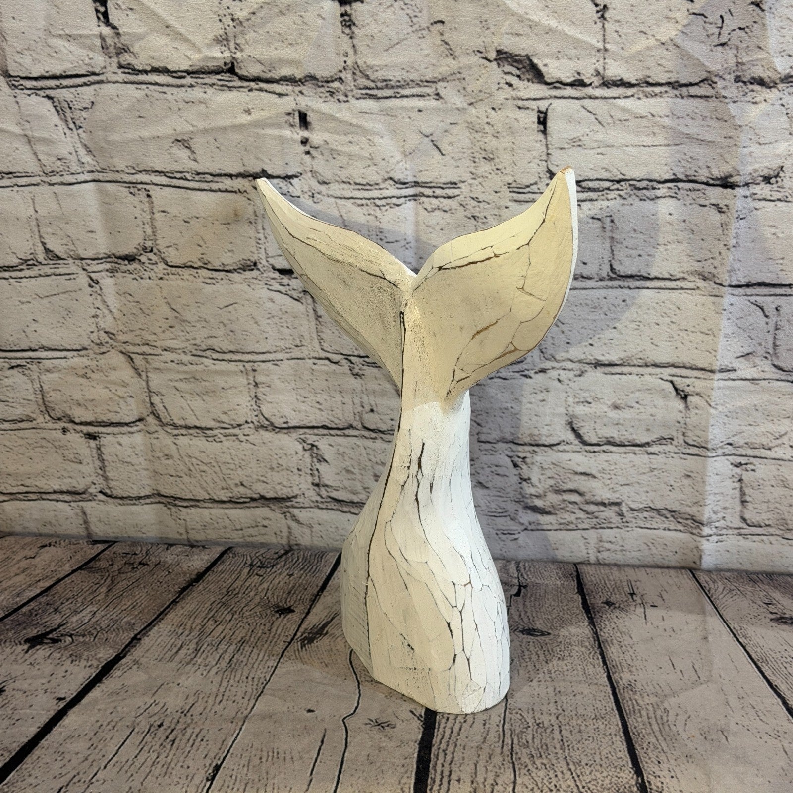 35cm x 35cm Whale Tail White Fish Wood Coastal Ocean Bathroom Decoration1