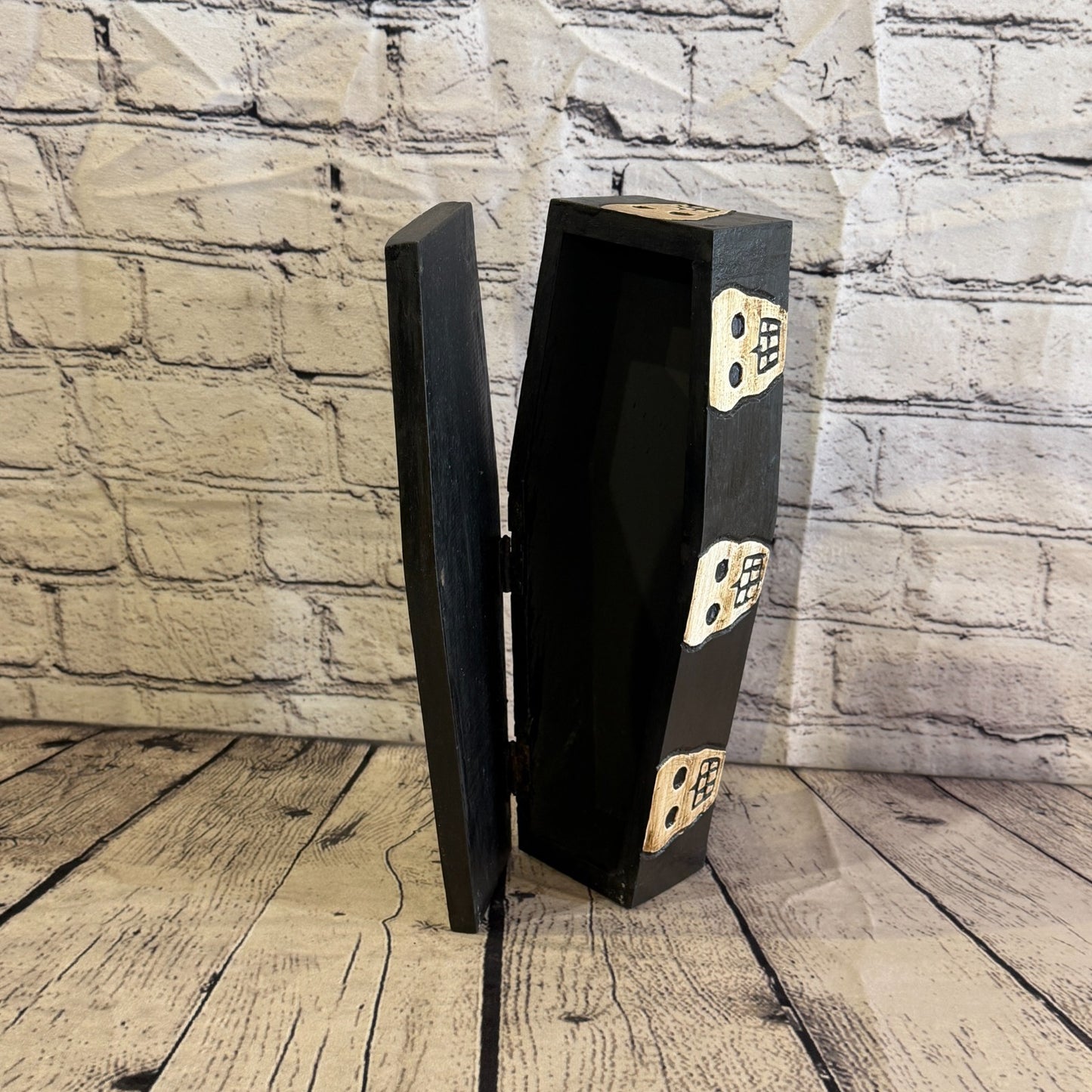 28cm x 8cm x 6cm Coffin Wooden Gothic Skeleton Skull Head Coffin Jewellery Box5