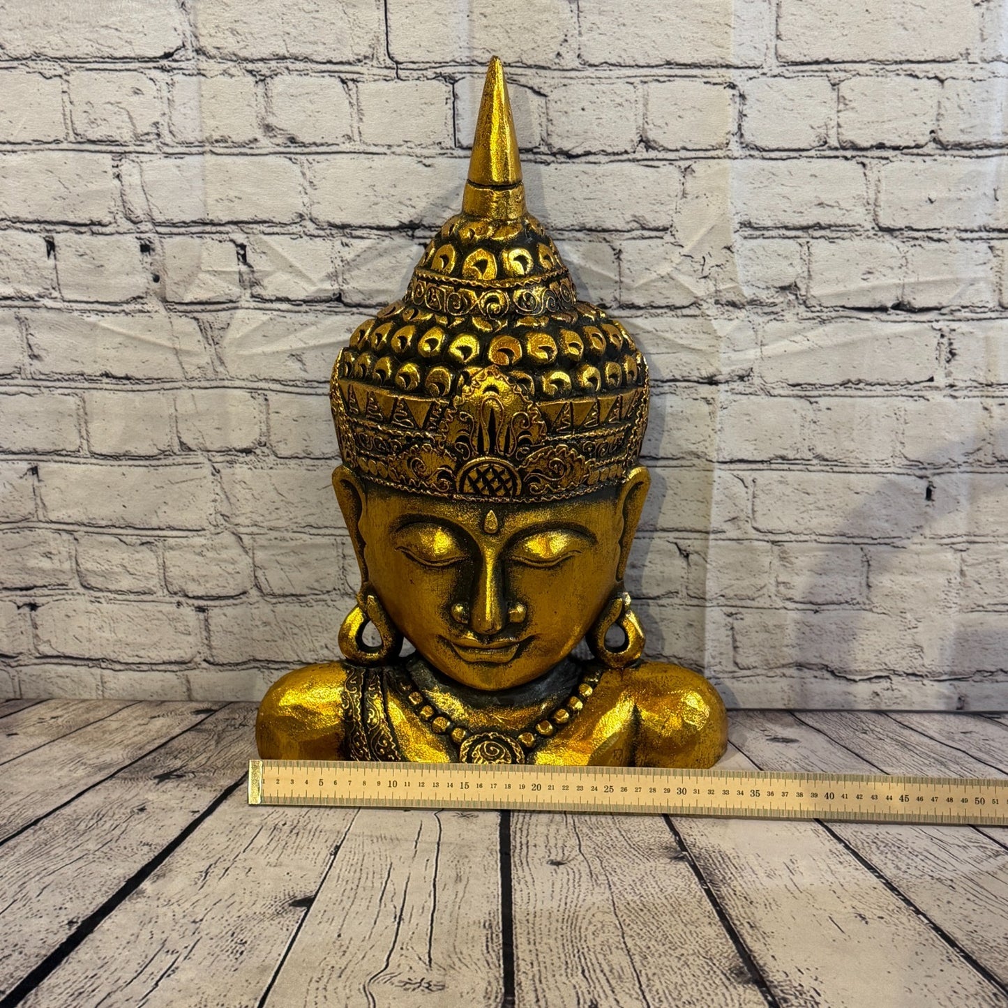 50cm Gold Head Shoulder Buddha Ornament Sculpture Statue Buddhas Handcarved Wood5